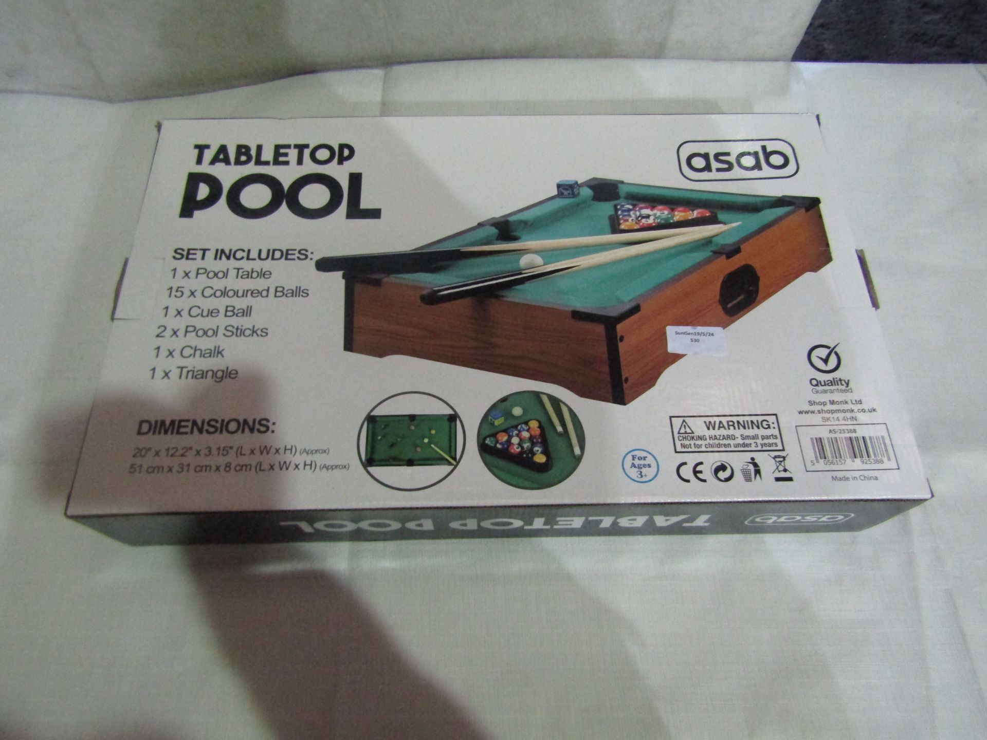 Asab Tabletop Pool Set - Unchecked & Boxed.