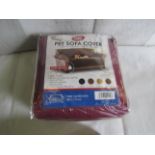 Max Care Three Seater Sofa Pet Cover Burgundy, Size: 180x170cm - Unchecked & Packaged.