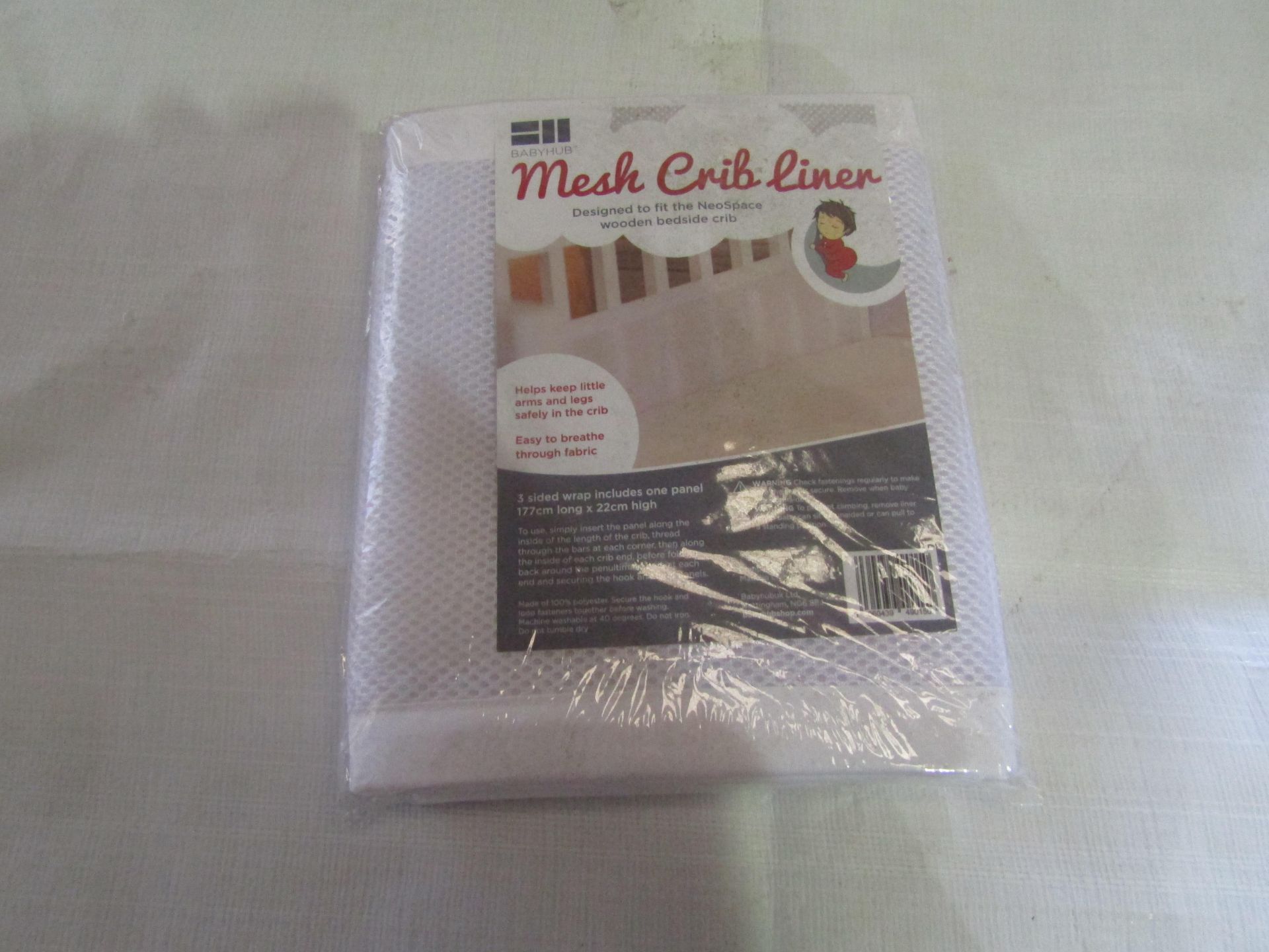 4x Baby Hub Mesh Crib Liner, 3 Sided Wrap Includes One Panel 177cm Long 22cm High - New & Packaged.