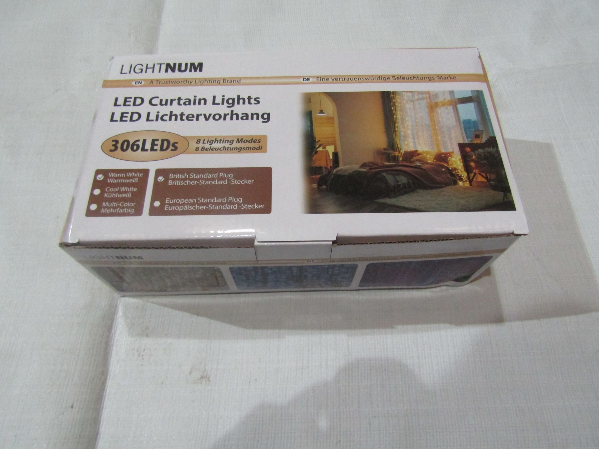 Lightnum LED Curtain Lights 8 Lightning Modes, Unused & Boxed.
