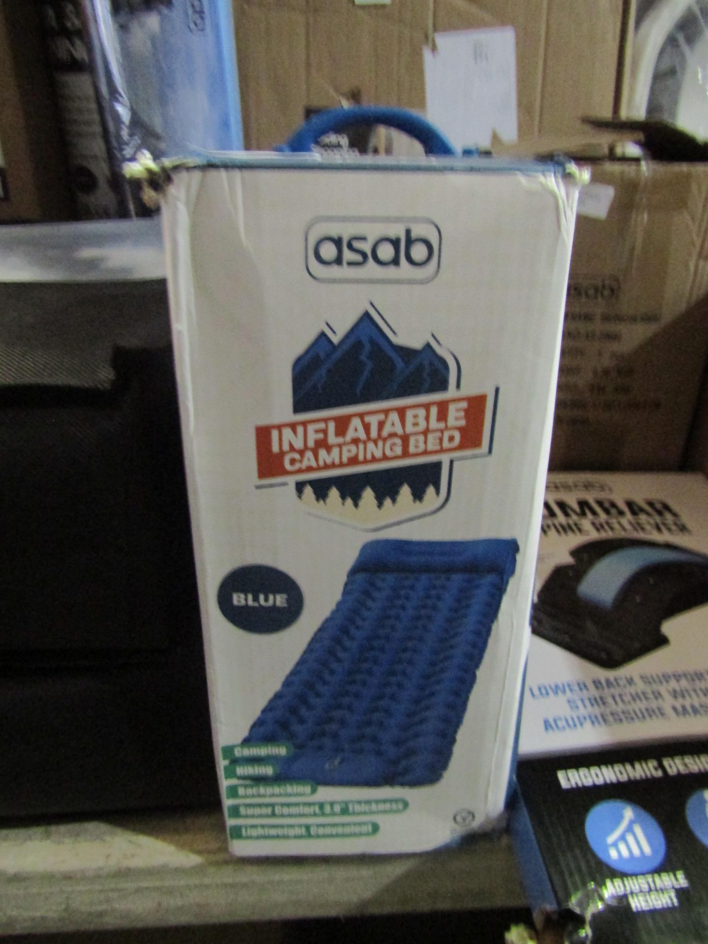 Asab Inflatable Camping Bed Blue, 3.9" Thickness - Unchecked & Boxed.