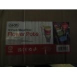 Asab 10 Pack Metal Iron Flower Pots, Multicoloured - Unchecked & Boxed.