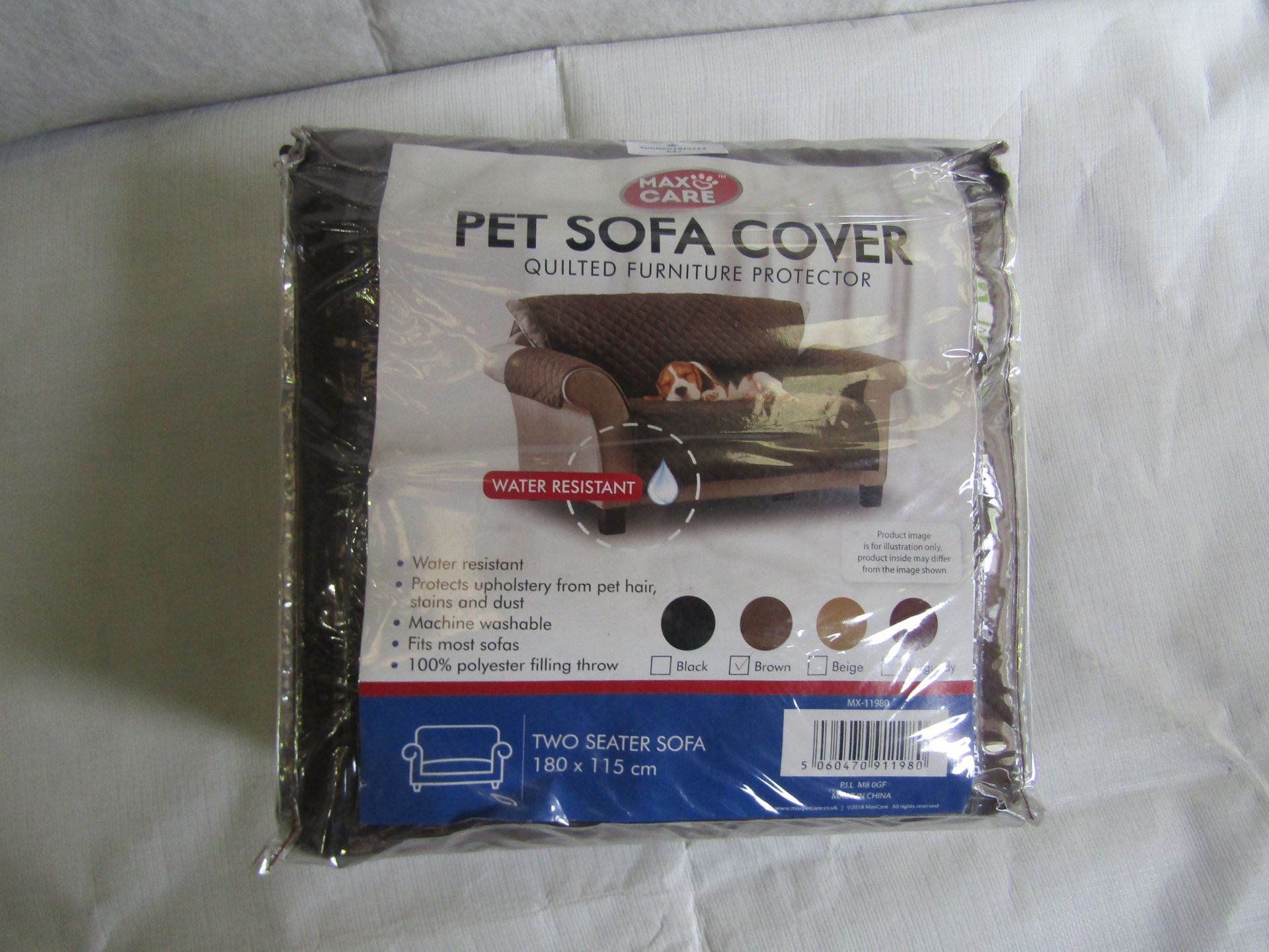 Max Care Two Seater Sofa Pet Cover Brown, Size: 180x115cm - Unchecked & Packaged.