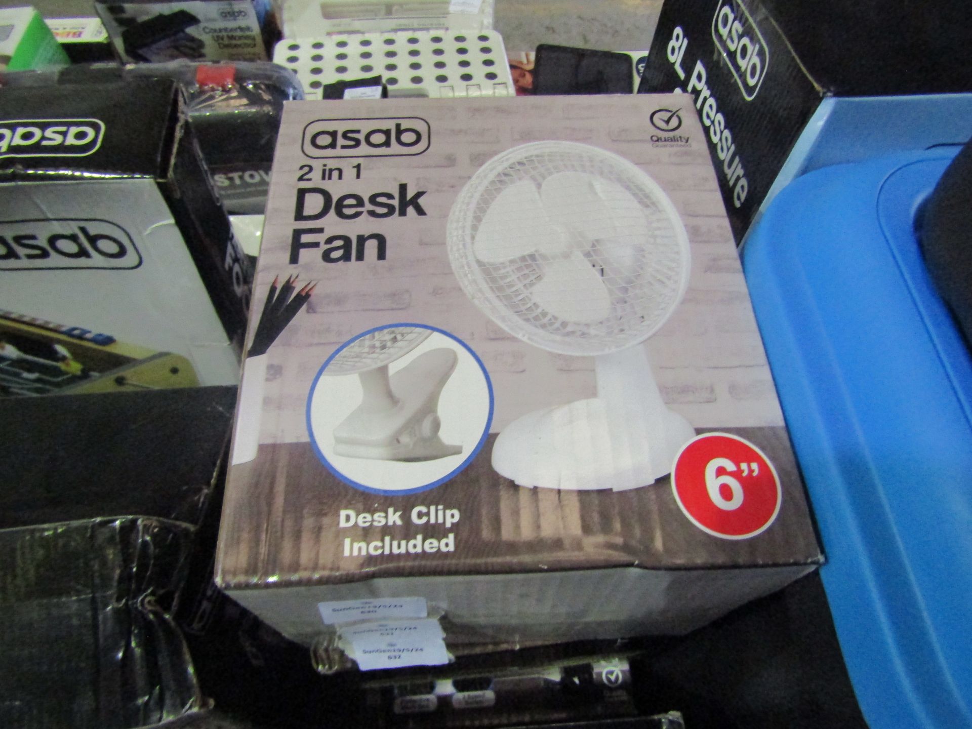 Asab 6" 2in1 Desk Or Clip Fan - Unchecked & Boxed.