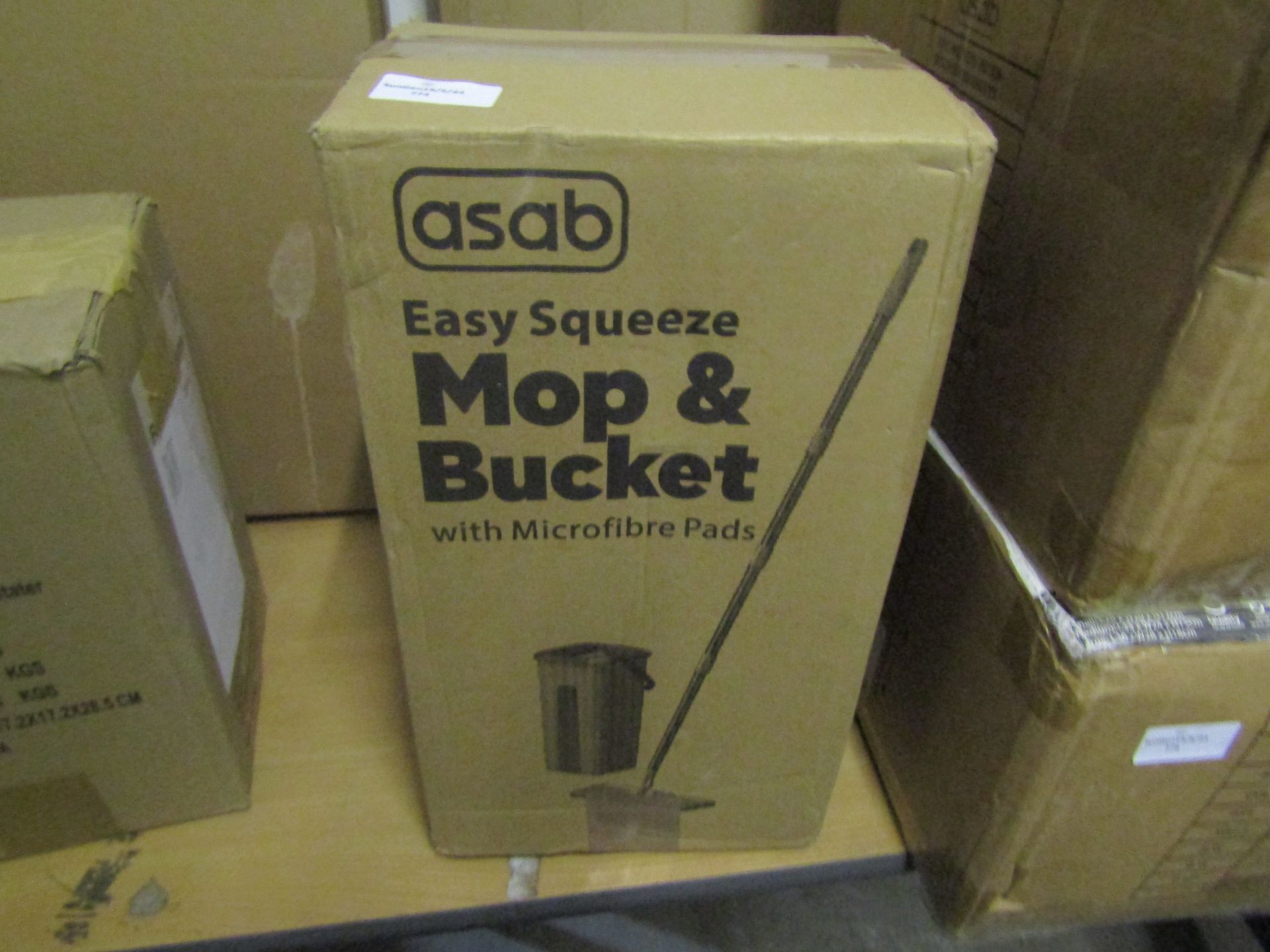 Asab Easy Squeeze Mop & Bucket With Microfibre Pads - Unchecked & Boxed.