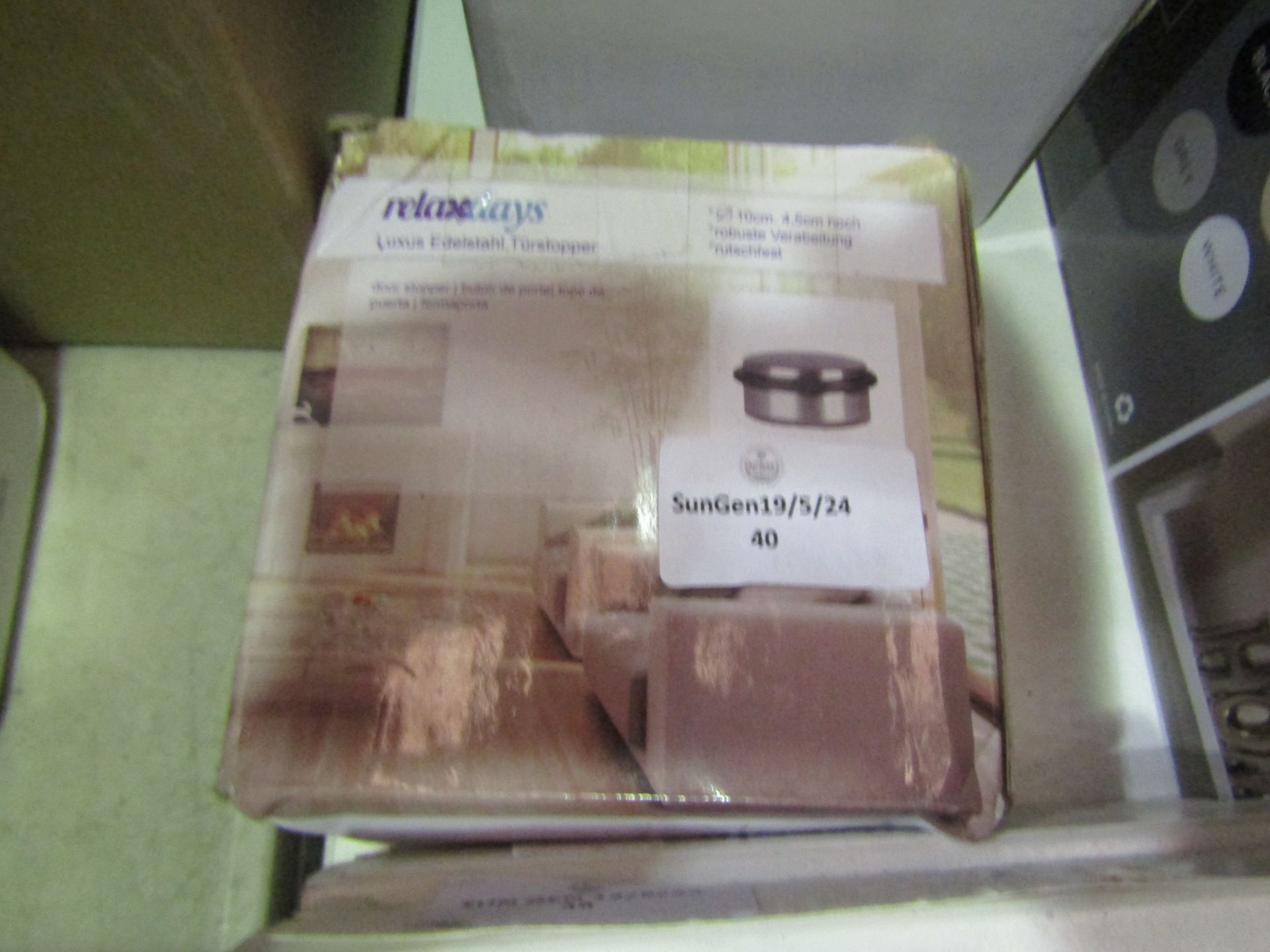 Relaxdays Stainless Steel Door Stopper, Size: 10cm,4.5cm - Unchecked & Boxed.