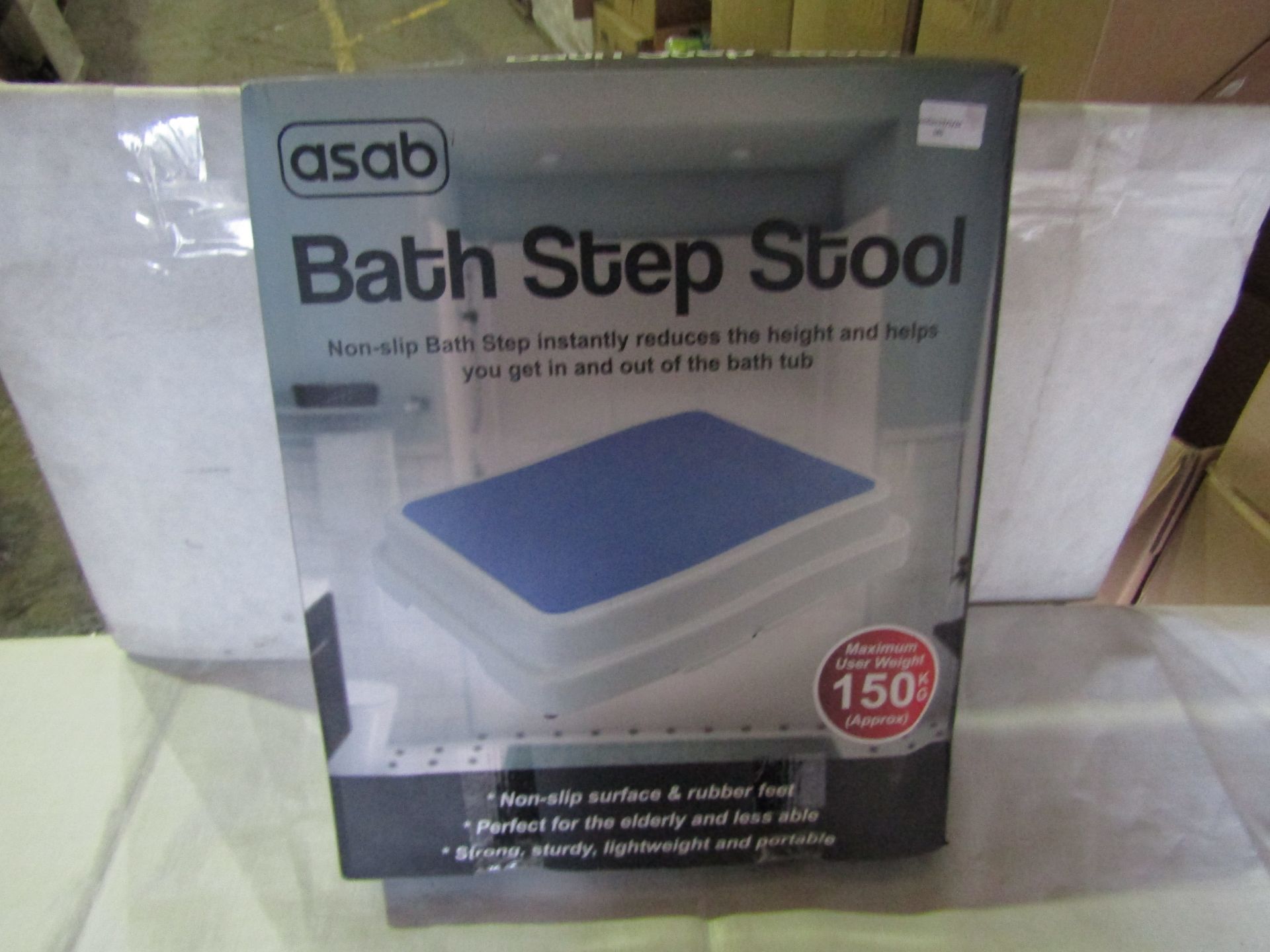 Asab Non-Slip Bath Step Stool, Max Weight Capacity 150kg - Unchecked & Boxed.