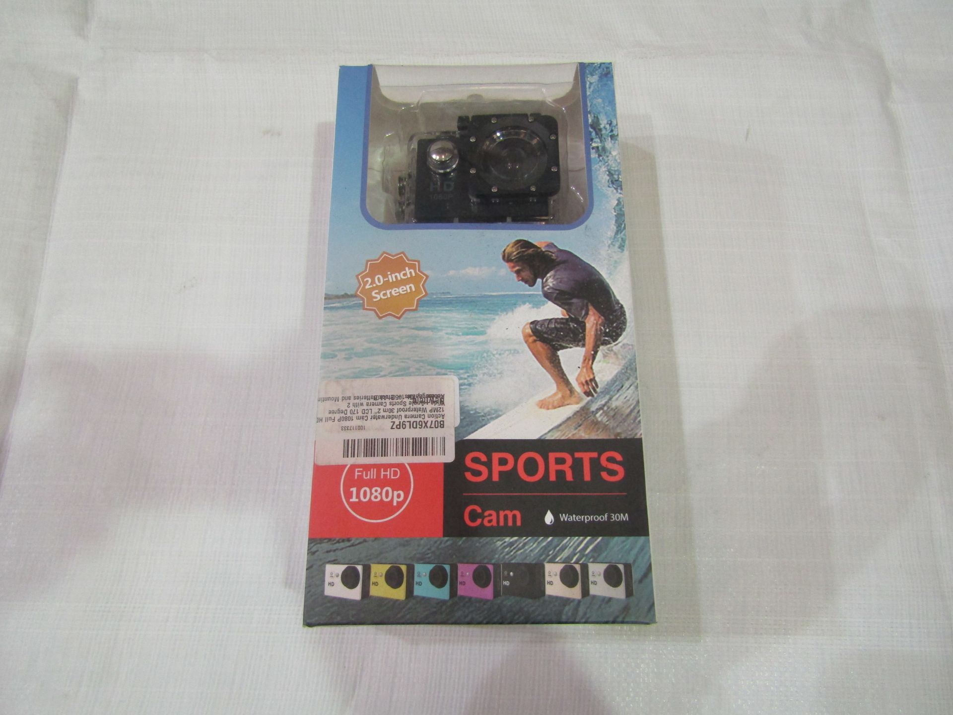 1080p Sports Camera, Waterproof To 30m, Full HD, 12mp LCD 170 Degree Wide Angle - Unchecked &