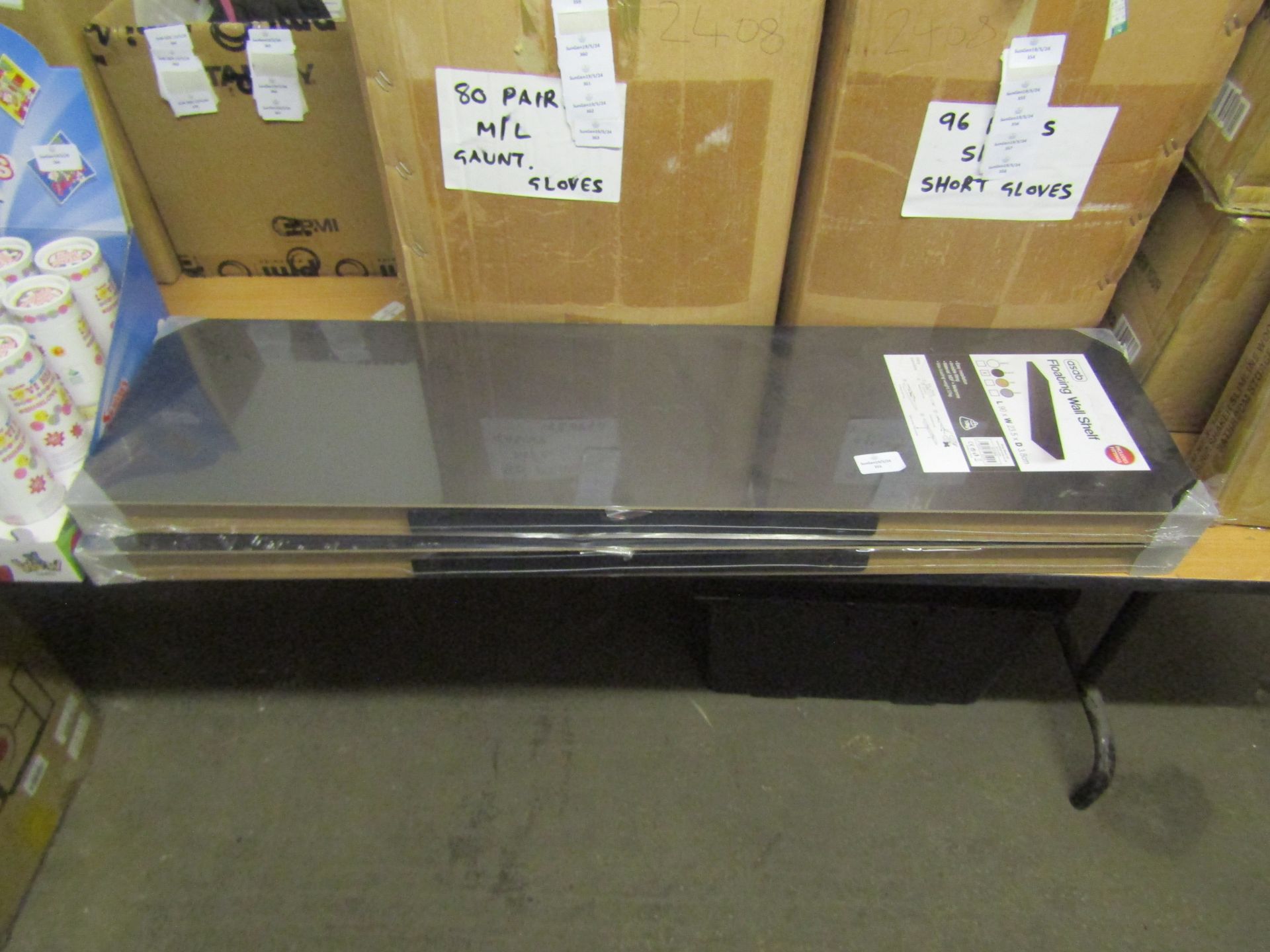 2x Asab Floating Wall Shelf, L90XW23.5XD3.8CM, Unchecked & Packaged.