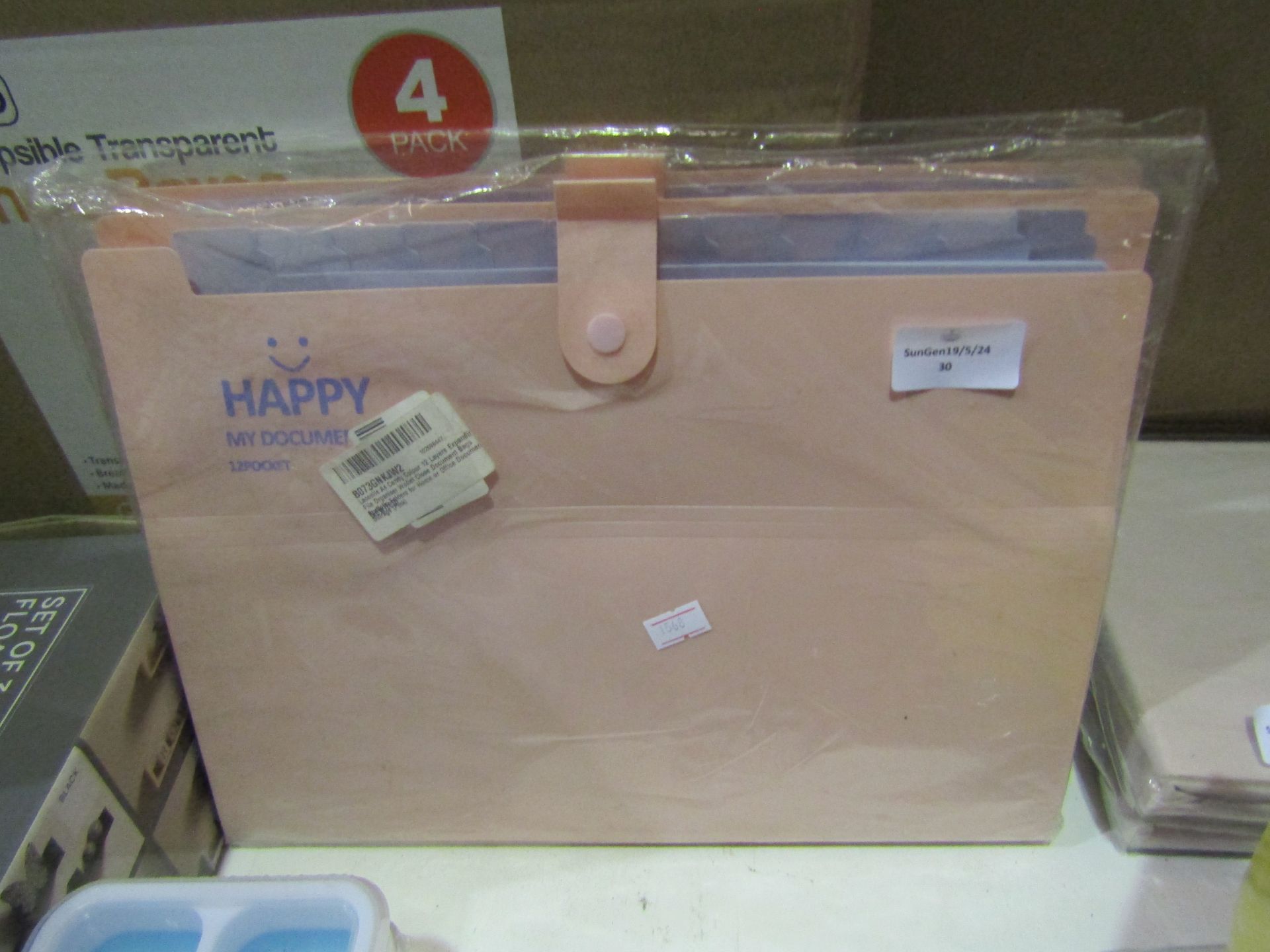 2x Happy My Document 12 Pocket Document Organisers Pink, Unused & Packaged.