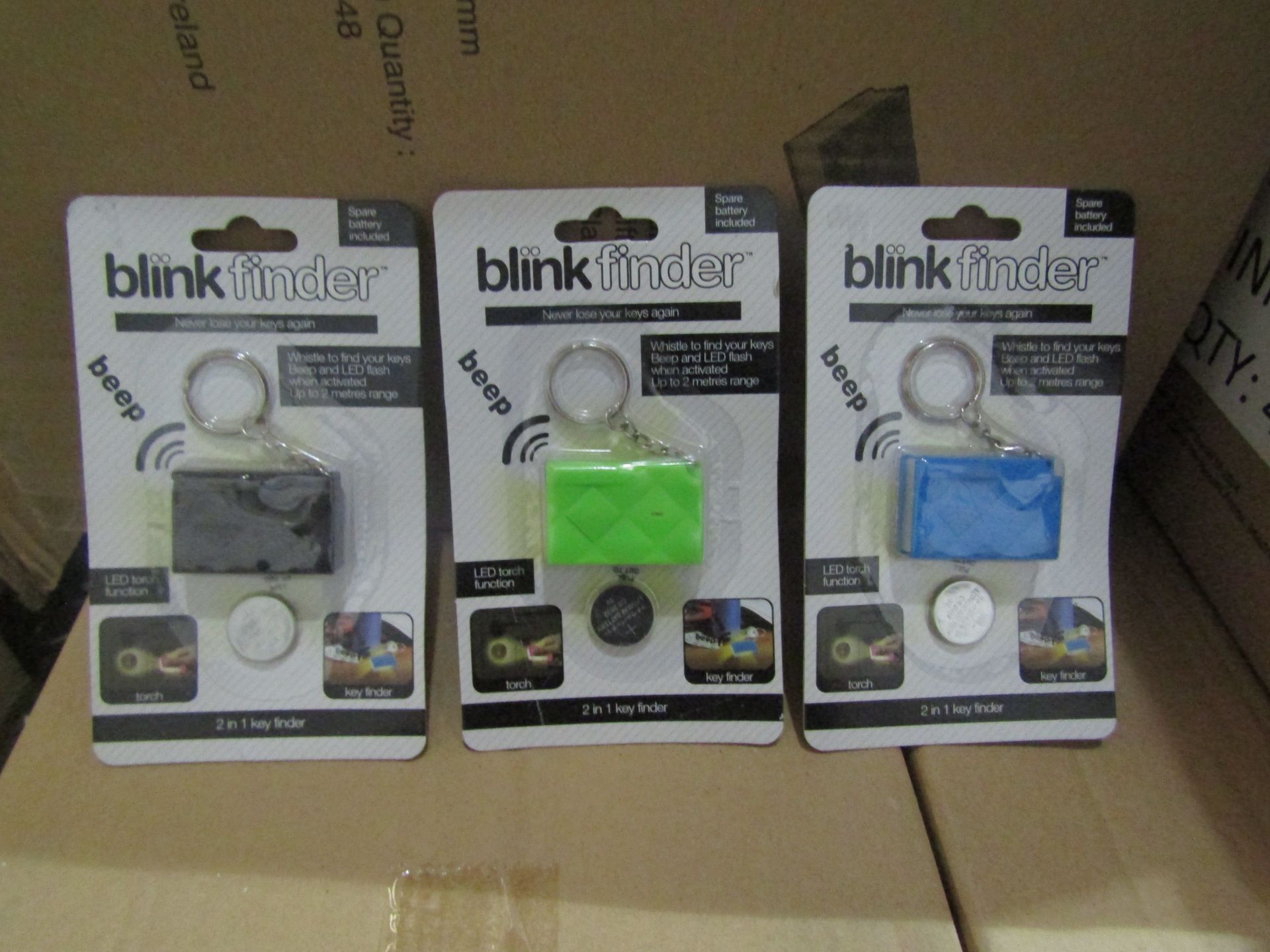 Box Of 48x Blink Finder " Never Loose Your Keys Again " With LED Torch Function, Assorted Colour: