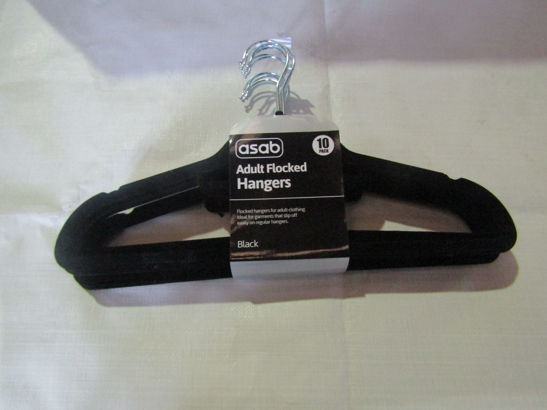 Asab 10 Pack Adult Flocked Hangers, Black - Unused & Packaged.