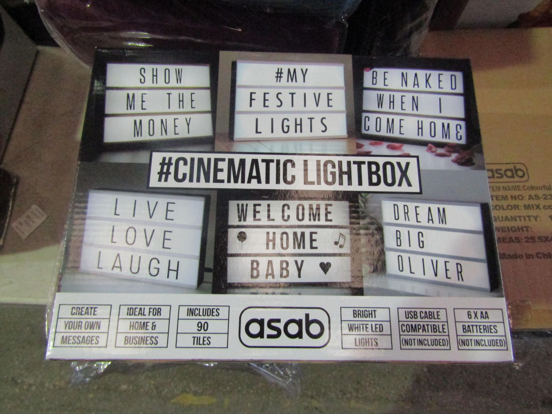 2x #Cinematic LED Lightbox Create A Bright Message For All Occasions - Both Unchecked & Boxed.