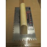 Bellota - Perfectly Level Long Lasting Square-Notched Hand Trowel With Light Wood Hand - New.