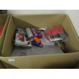 Box Of Approx 8x Household Items Being Heavy Duty Tarp, 200 LED Lights, Christmas Lights Storage Bag