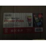 Asab 10 Pack Metal Iron Flower Pots, Multicoloured - Unchecked & Boxed.