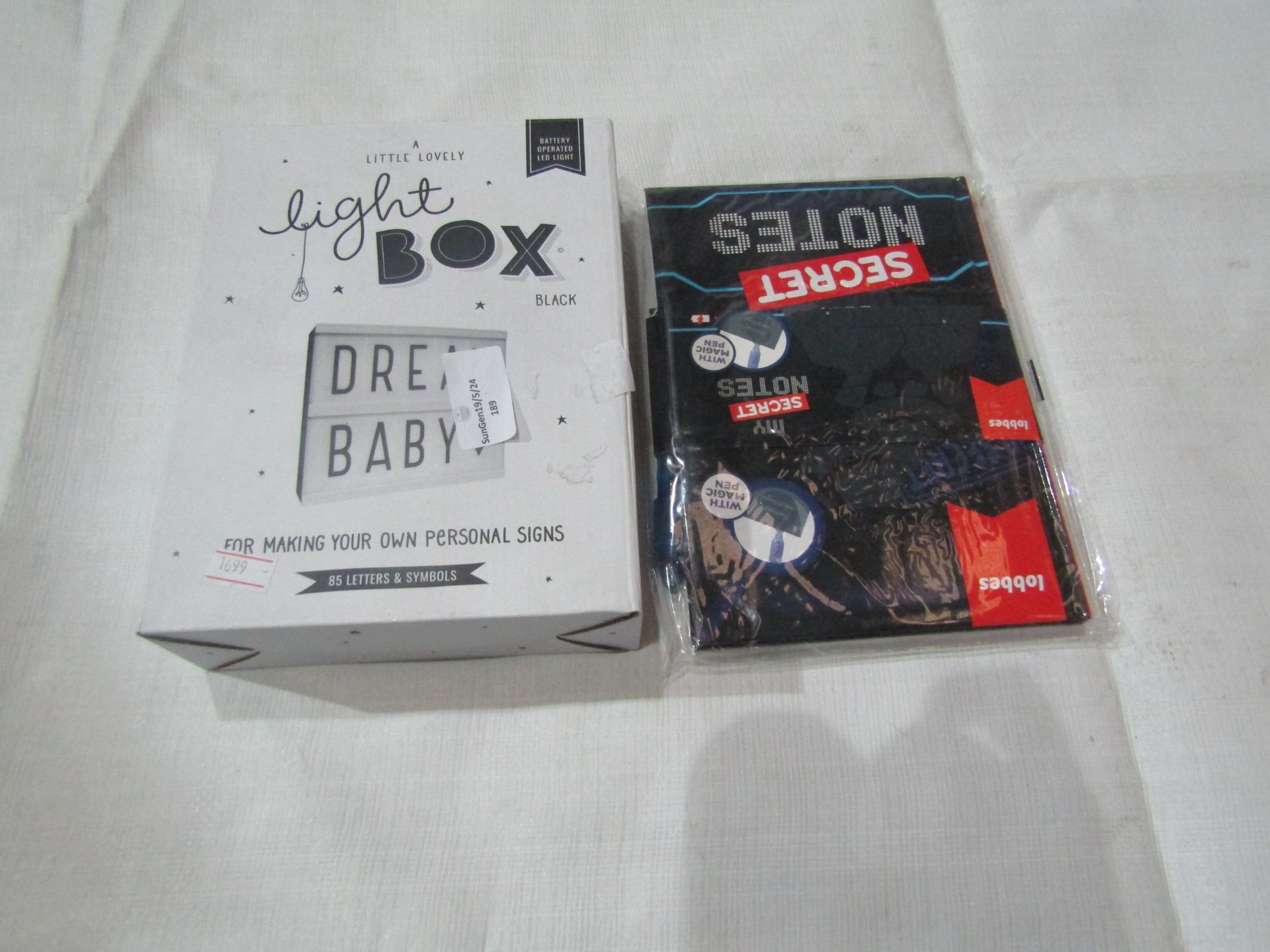 2X Items Being - 1x A Little Lovely Light Box, Black - 1x Secret Diary - Both Unchecked & Packaged.