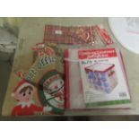 3x Items Being - 1x Elf Sleeping Bag - 1x Luxury Printed Jute Sack - 1x Christmas Ornament Storage