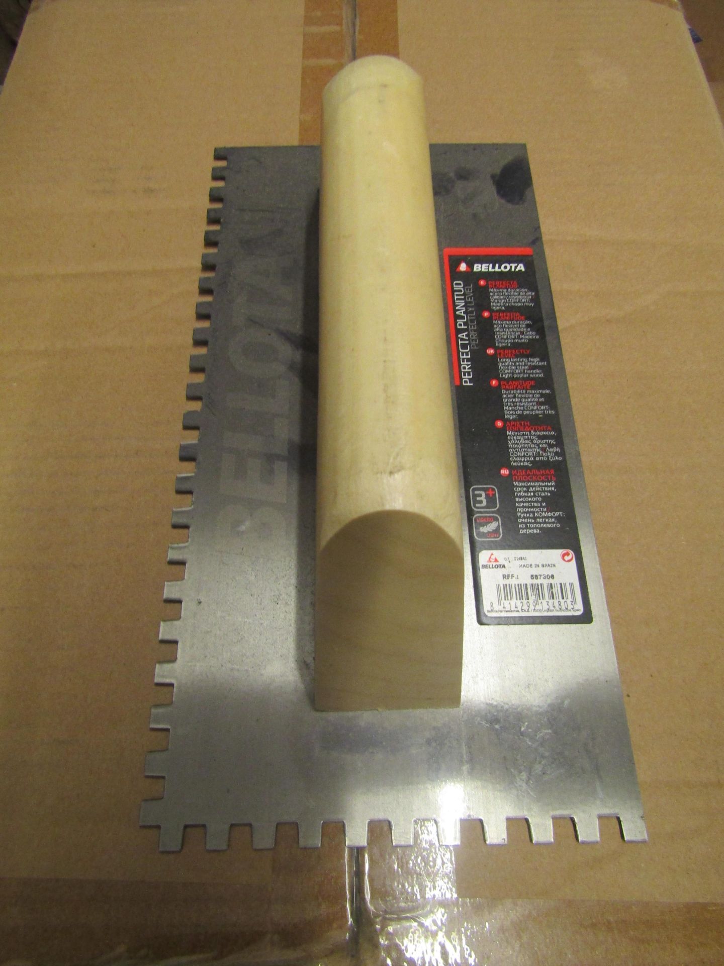 Bellota - Perfectly Level Long Lasting Square-Notched Hand Trowel With Light Wood Hand - New.