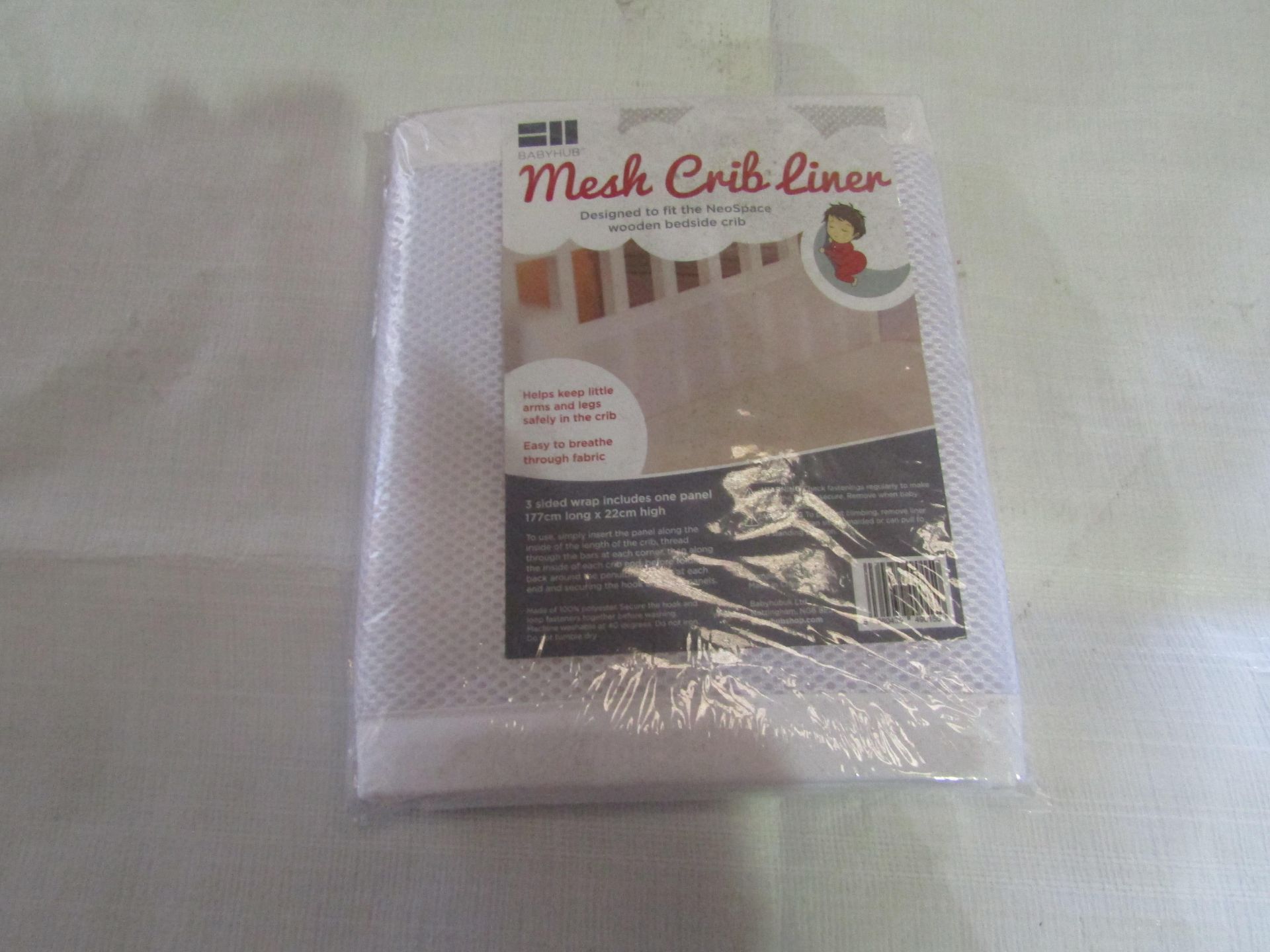4x Baby Hub Mesh Crib Liner, 3 Sided Wrap Includes One Panel 177cm Long 22cm High - New & Packaged.