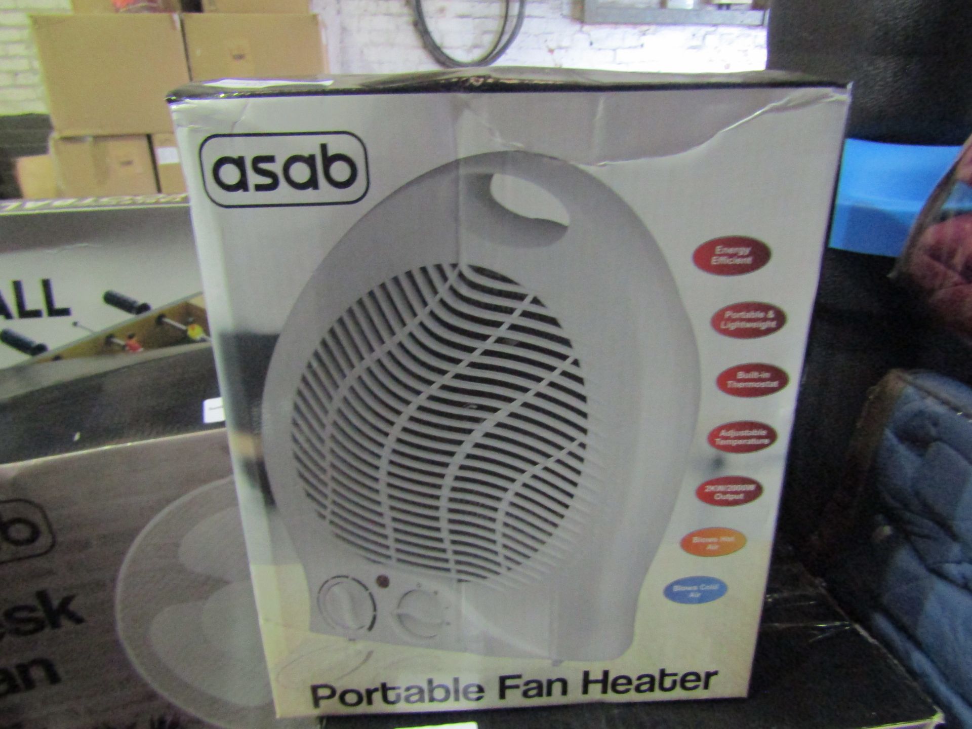 Asab Portable Fan Heater, 2000w Output - Unchecked & Boxed.