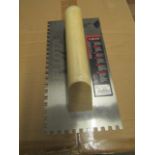 Bellota - Perfectly Level Long Lasting Square-Notched Hand Trowel With Light Wood Hand - New.