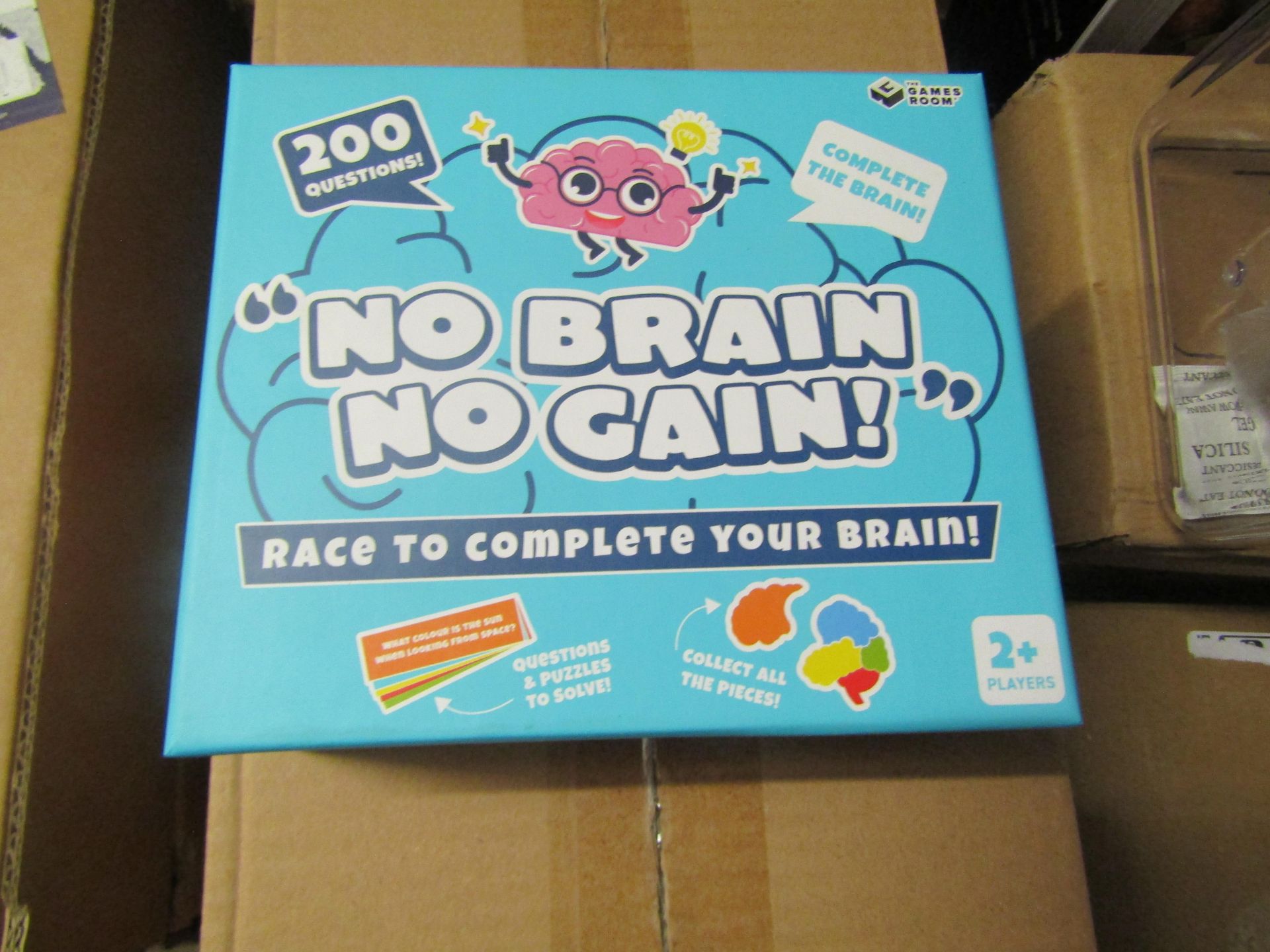 7x " No Brain No Gain " Questions & Puzzles To Solve - All New & Boxed.