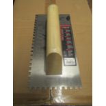 Bellota - Perfectly Level Long Lasting Square-Notched Hand Trowel With Light Wood Hand - New.