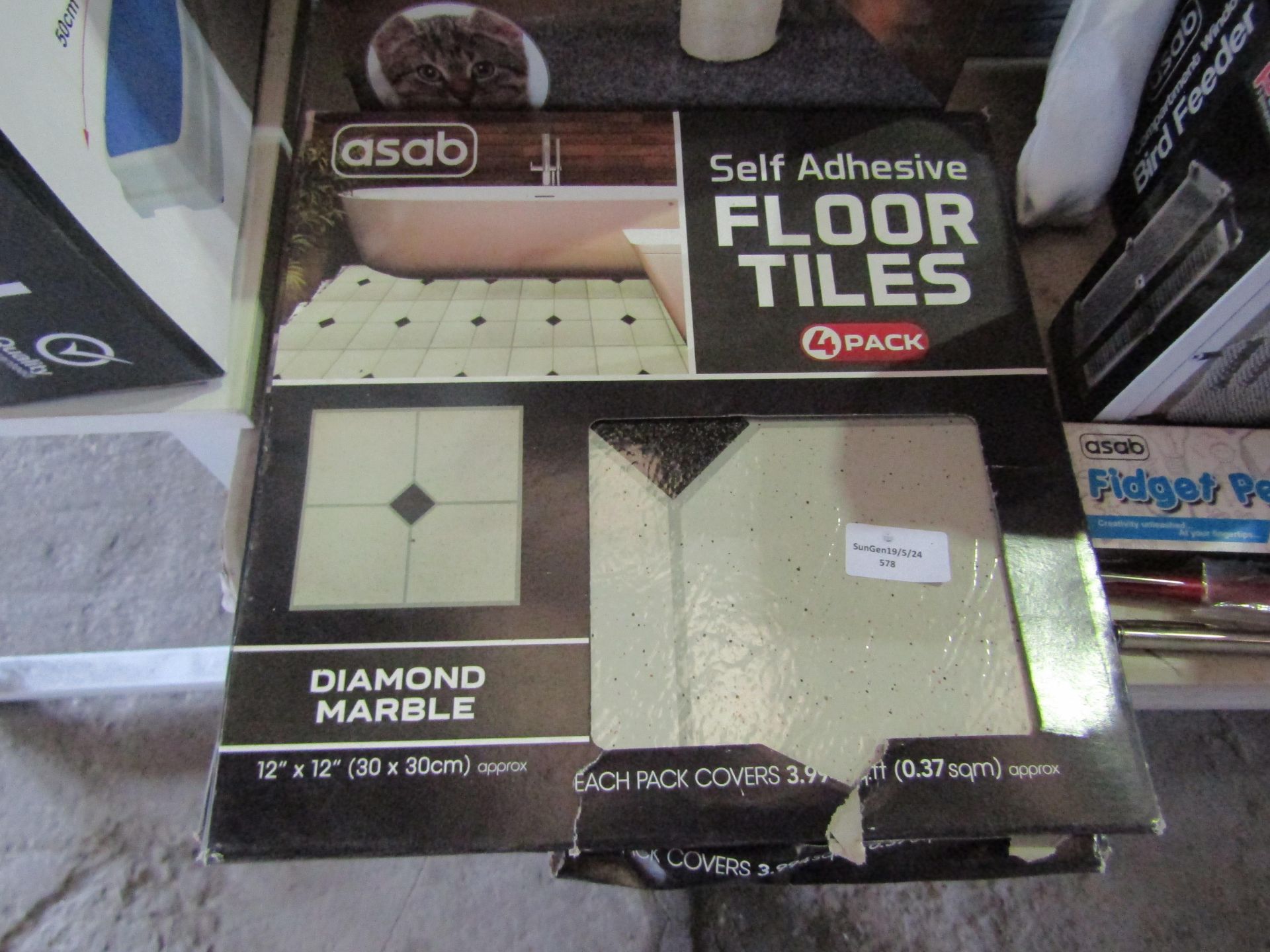 6x Asab Pack Of 4 Self Adhesive Floor Tiles, Size: 30x30cm Approx - All Unchecked & Packaged &