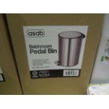 Asab 3L Stainless Steel Bathroom Pedal Bin - Unchecked & Boxed.