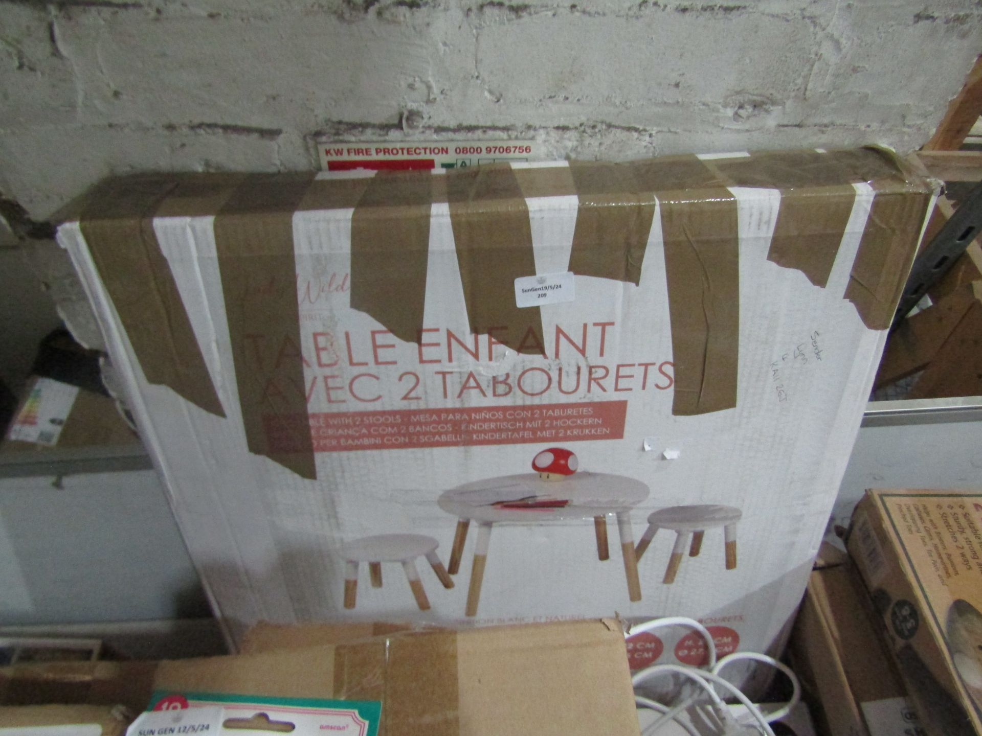 Kids Table With 2 Stools, Unchecked & Boxed.