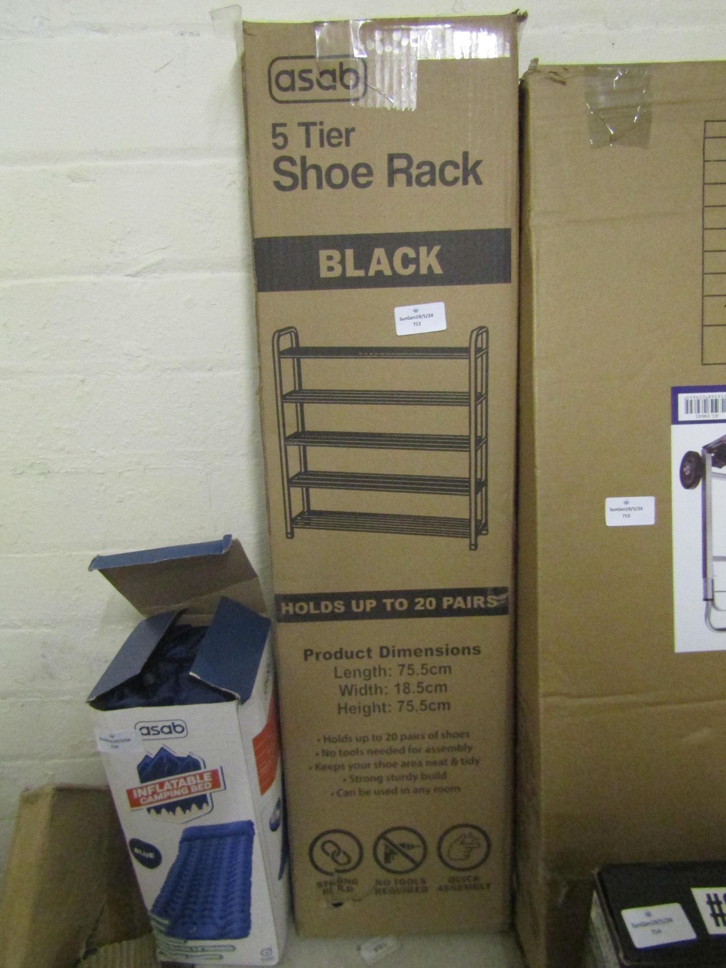 Asab 5-Tier Shoe Rack, Black - Unchecked & Boxed.