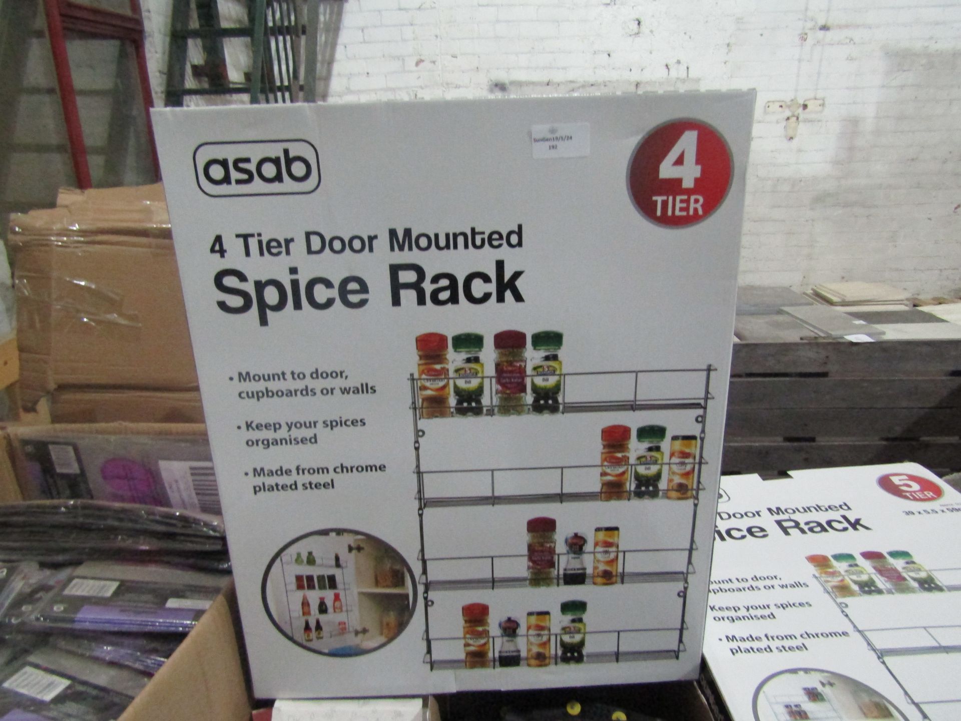 3x Asab 4 Tier Door Mounted Spice Rack - All Unchecked & Boxed.