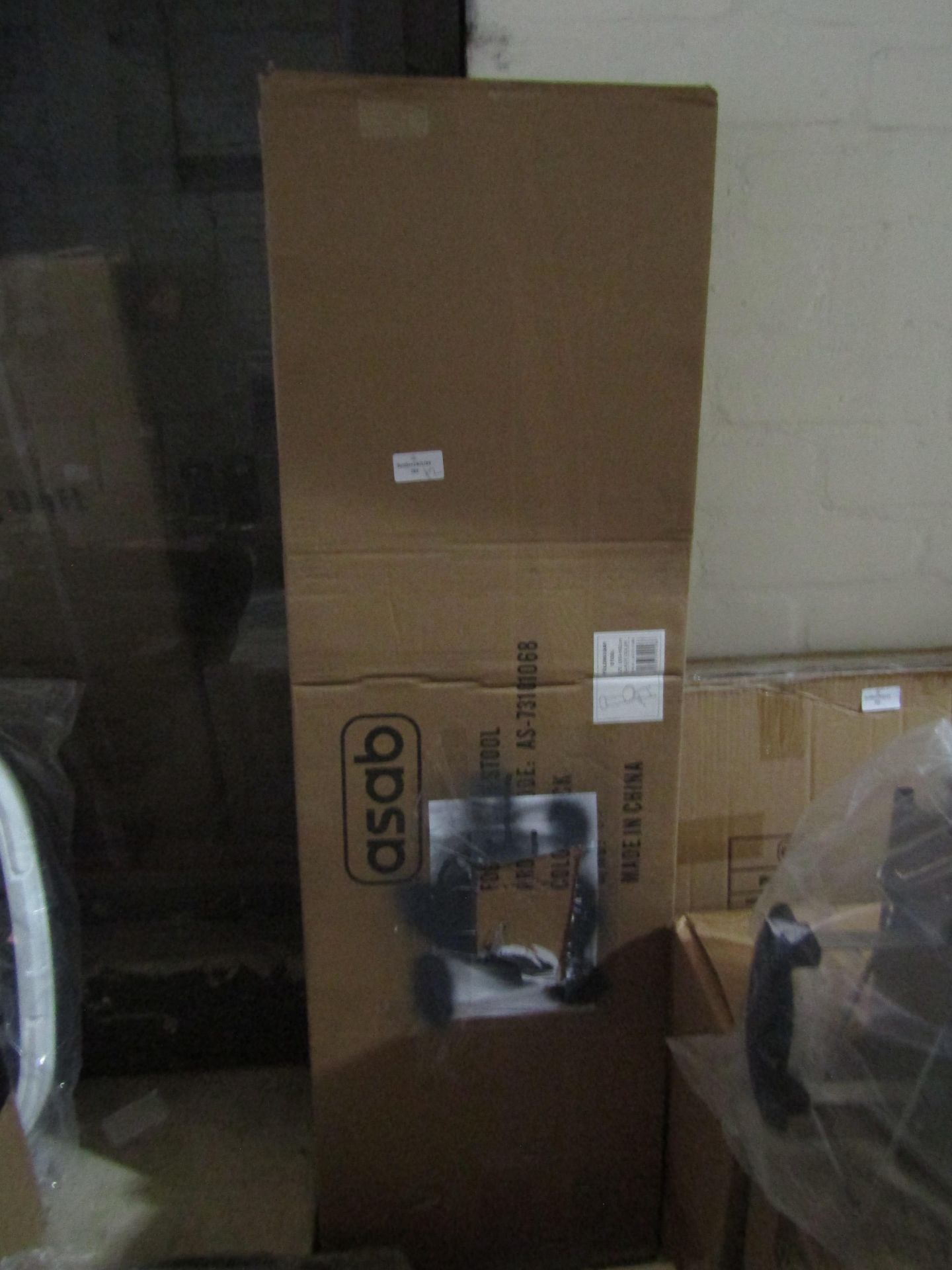 2x Folding Bar Stool, Black - Both Unchecked & Boxed.