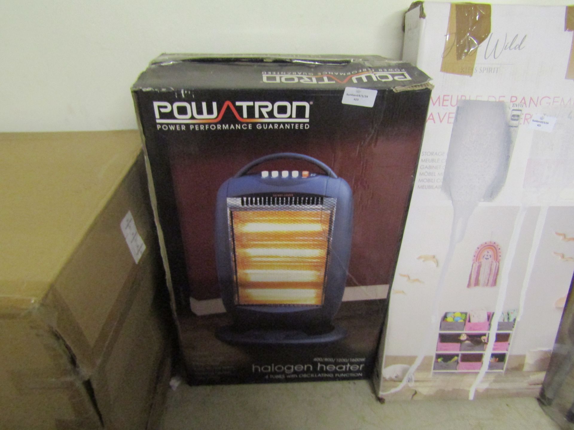 Powatron Halogen Heater 4 Tubes With Oscillating Function, Unchecked & Boxed.