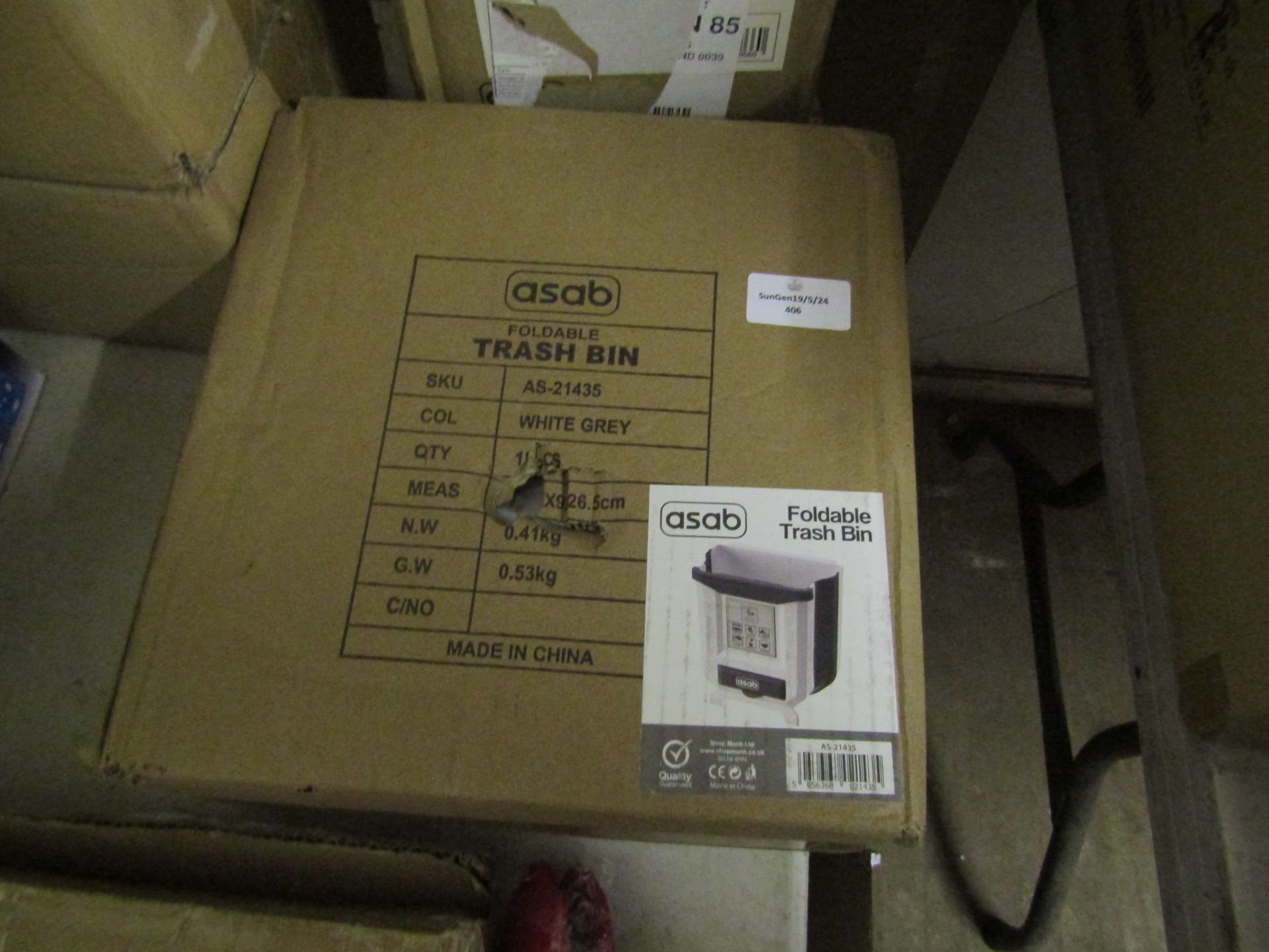 Asab Foldable Trash Bin, Unchecked & Boxed.