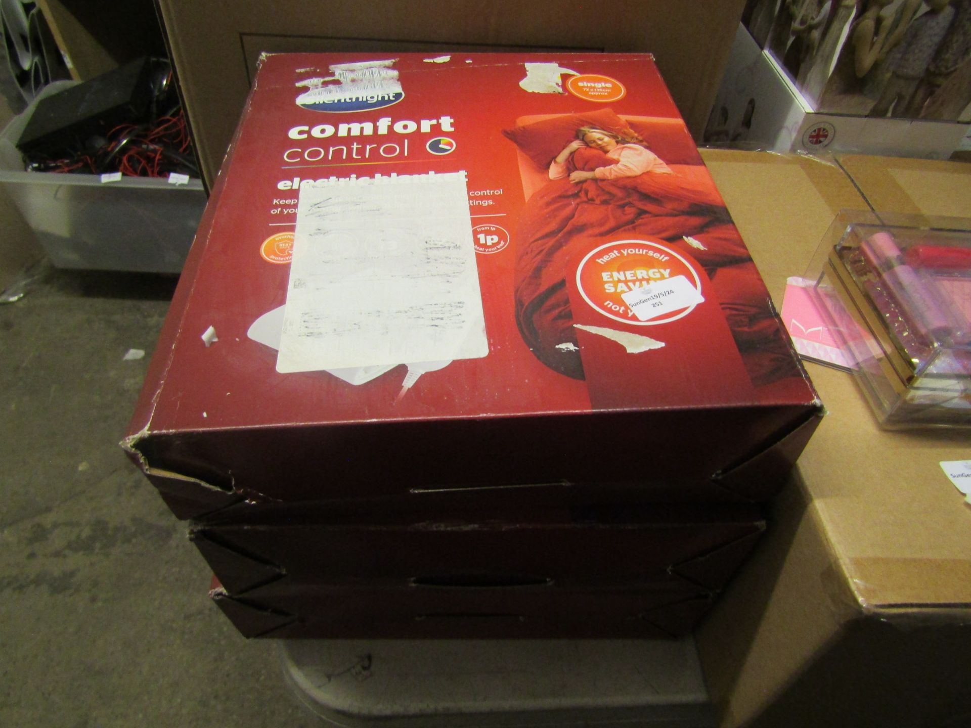 3x SilentNight Comfort Control Electric Blanket Single, Size: 72x135cm - All Unchecked & Boxed.