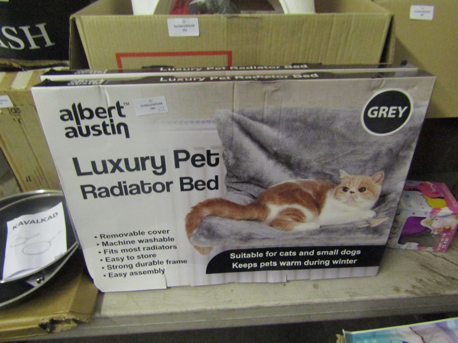 2x Albert Austin Luxury Pet Radiator Bed, Grey - Both Unchecked & Boxed.