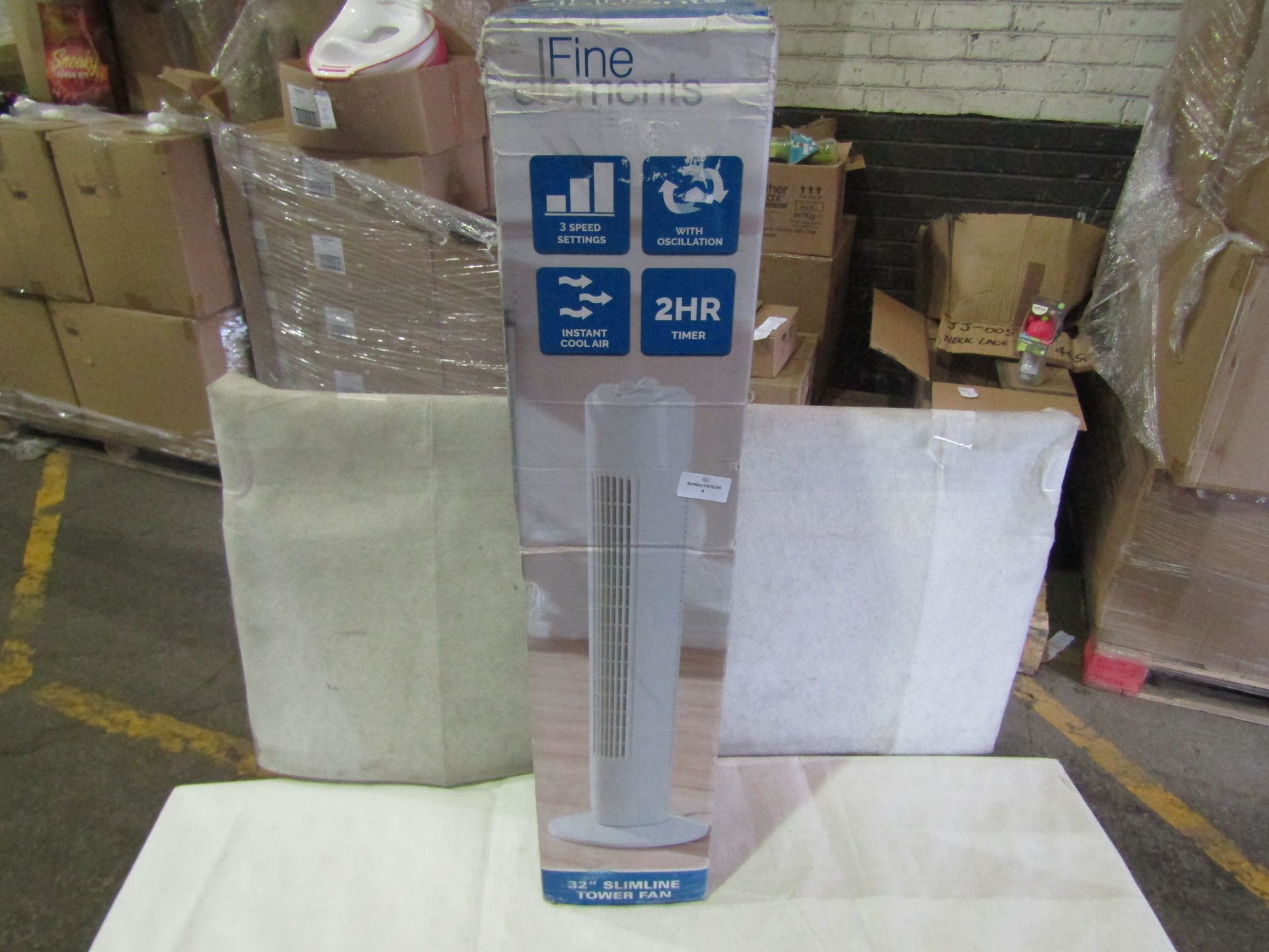Fine Elements 32" Slimline Tower Fan, White - Unchecked & Boxed.