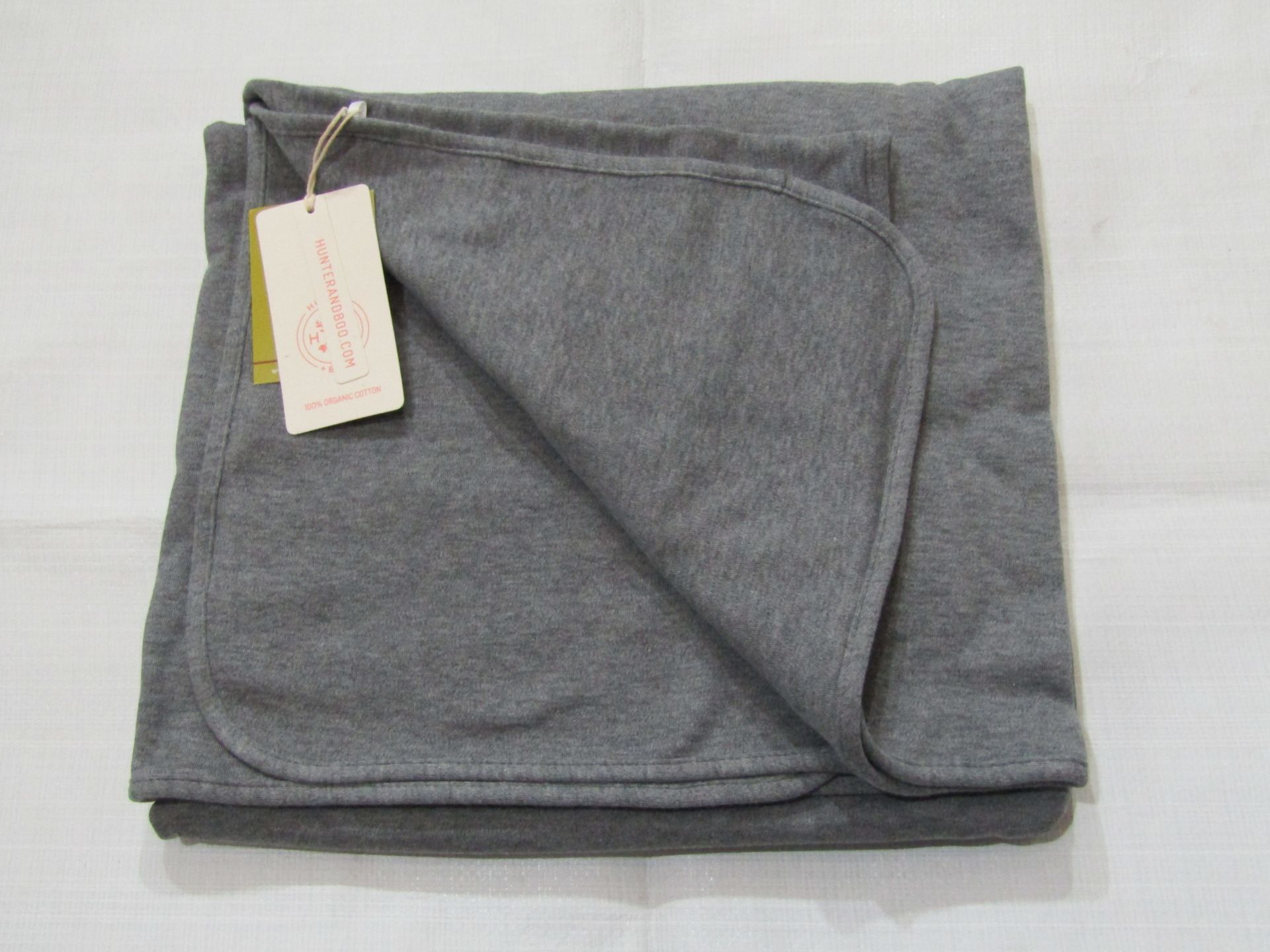 Hunter & Boo Blanket Grey Marl Approx Size 120 X 90 CM 100 % Organic Cotton New & Packaged RRP £35