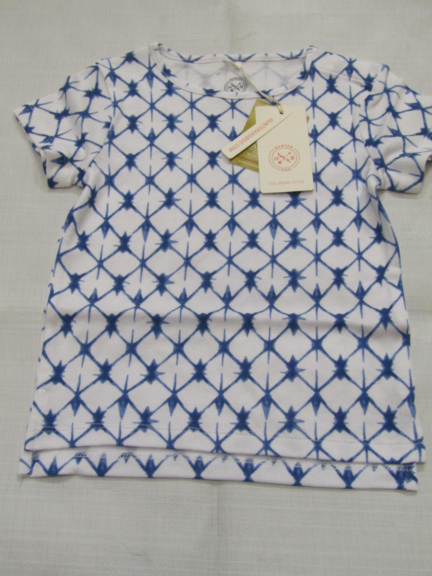 2 X Hunter & Boo Shibori Blue T/ShirtsAged 3-4 yrs New & Packaged RRP £13 Each