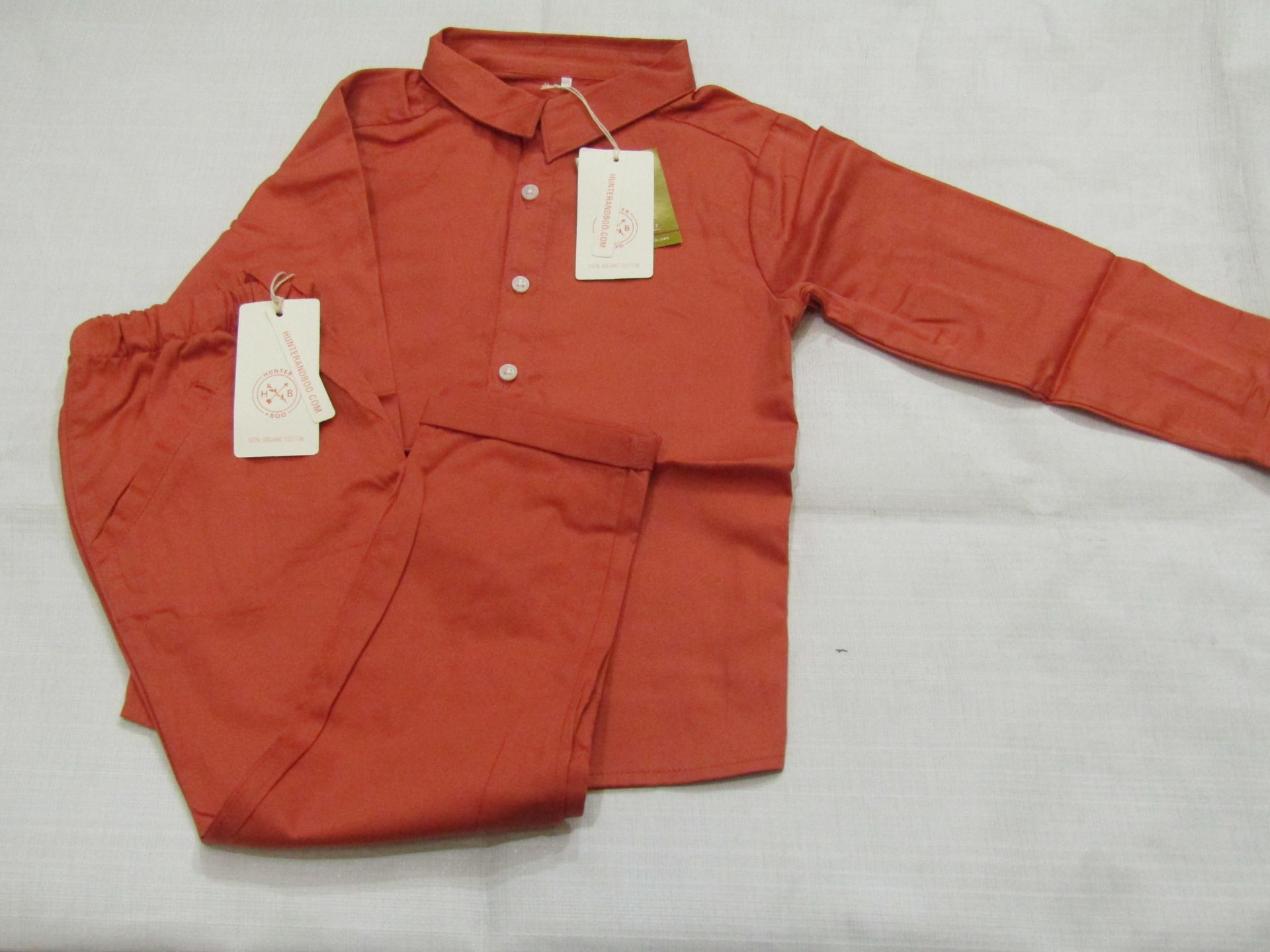 Hunter & Boo Shirt & Trouser Terracotta Aged 4-5 yrs New & Packaged RRP Shirt £21 Trouser £24