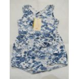 Hunter & Boo Kayio Print Romper Suit Blue/White Aged 12-24 Months New & Packaged RRP £22