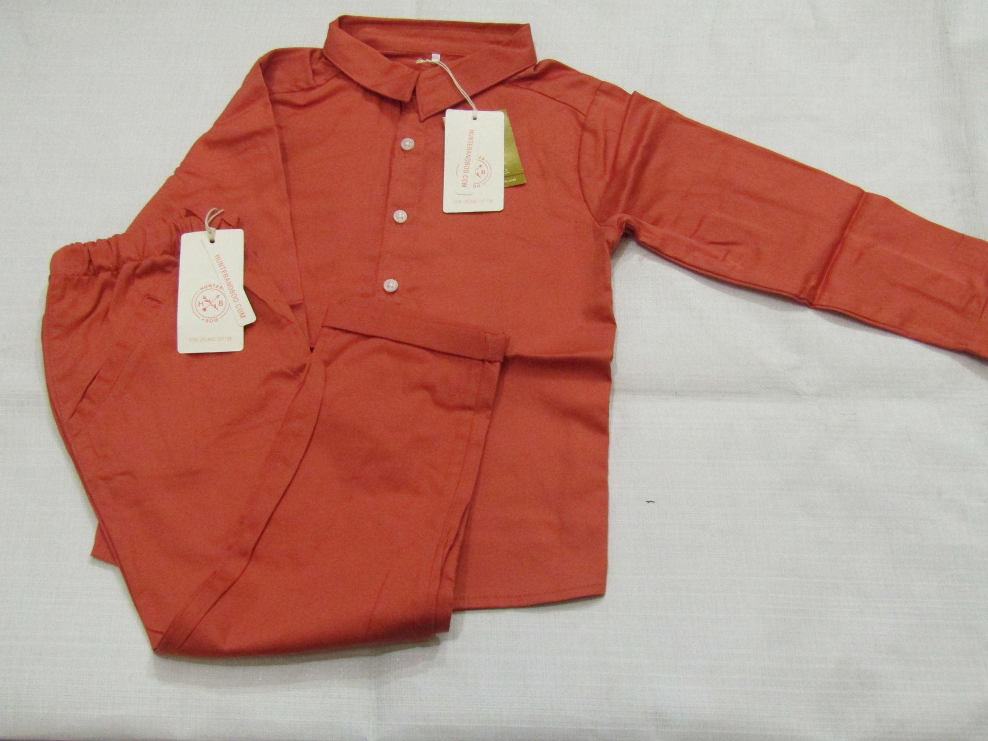 Hunter & Boo Shirt & Trouser Terracotta Aged 4-5 yrs New & Packaged RRP Shirt £21 Trouser £24