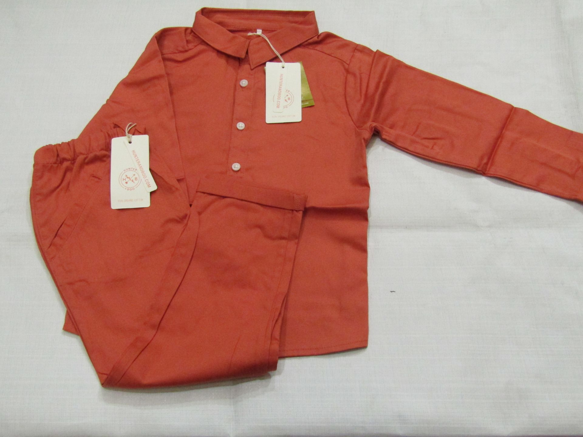 Hunter & Boo Shirt & Trouser Terracotta Aged 4-5 yrs New & Packaged RRP Shirt £21 Trouser £24