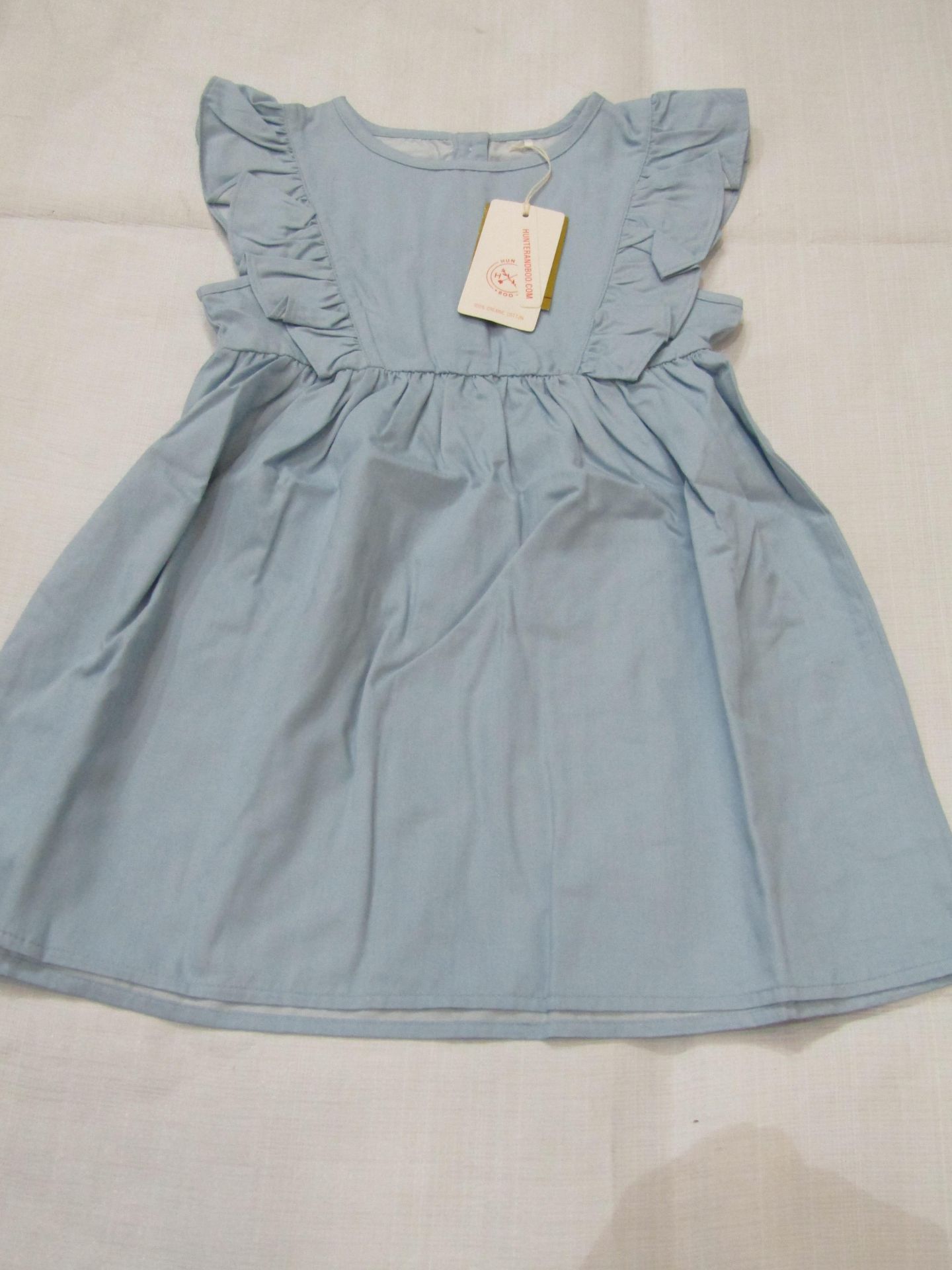 Hunter & Boo Chambray Frilled Dress Aged 3-4 yrs New & Packaged RRP £29