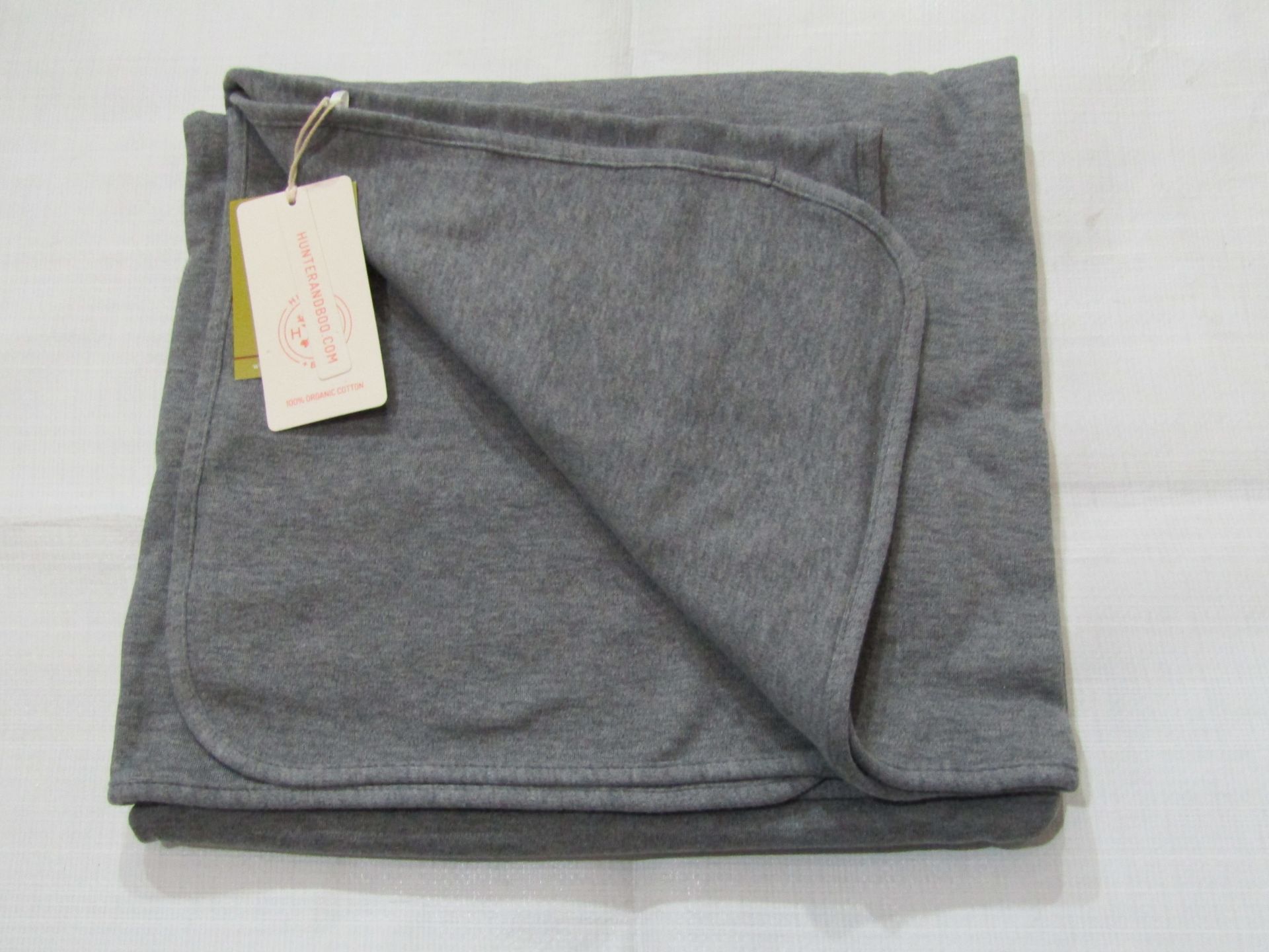 Hunter & Boo Blanket Grey Marl Approx Size 120 X 90 CM 100 % Organic Cotton New & Packaged RRP £35