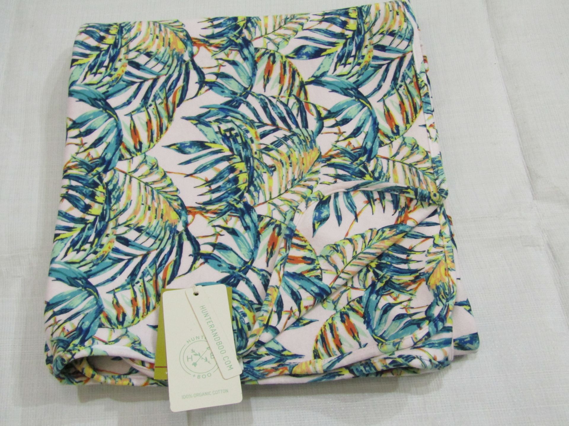 Hunter & Boo Palawan Print Blanket 100% Organic Cotton Approx Size 120 X 90 CM New & Packaged RRP £