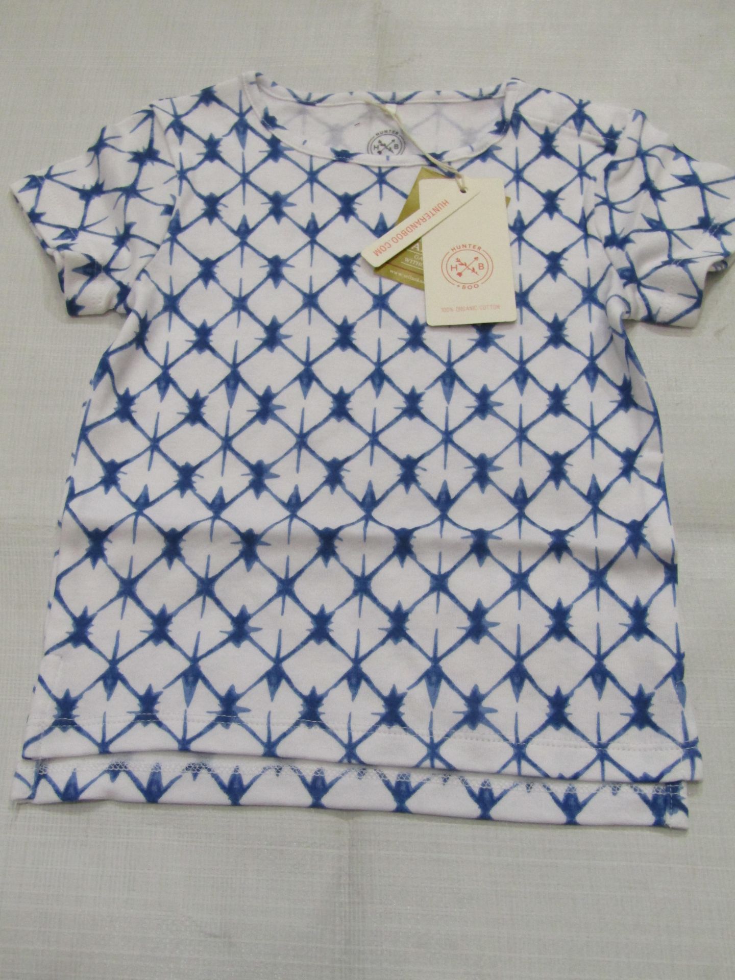 2 X Hunter & Boo Shibori Blue T/ShirtsAged 3-4 yrs New & Packaged RRP £13 Each