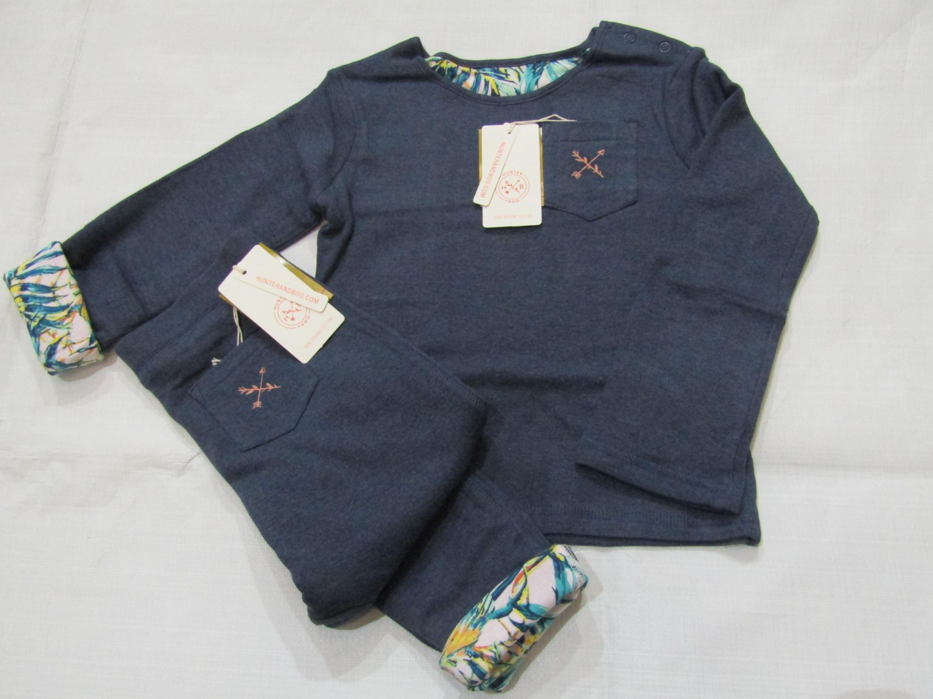 Hunter & Boo Reversible Sweater & Leggings Palawan/Navy Aged 3-4 yrs New & Packaged RRP Sweater £